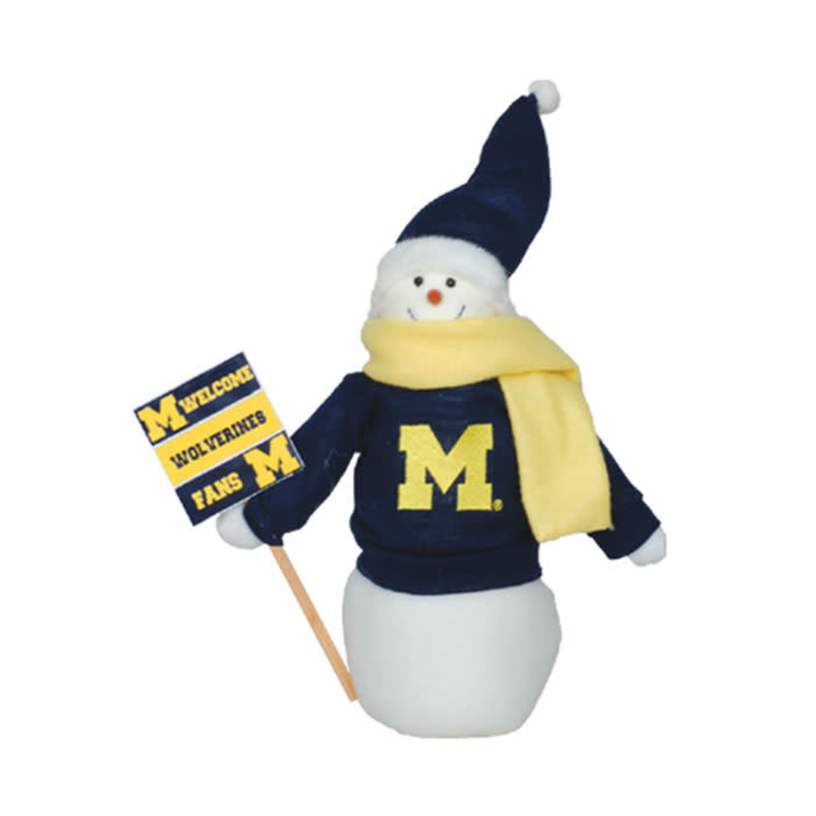 Santas workshop NCAA Michigan Wolverines Christmas Snowman Fan 12''