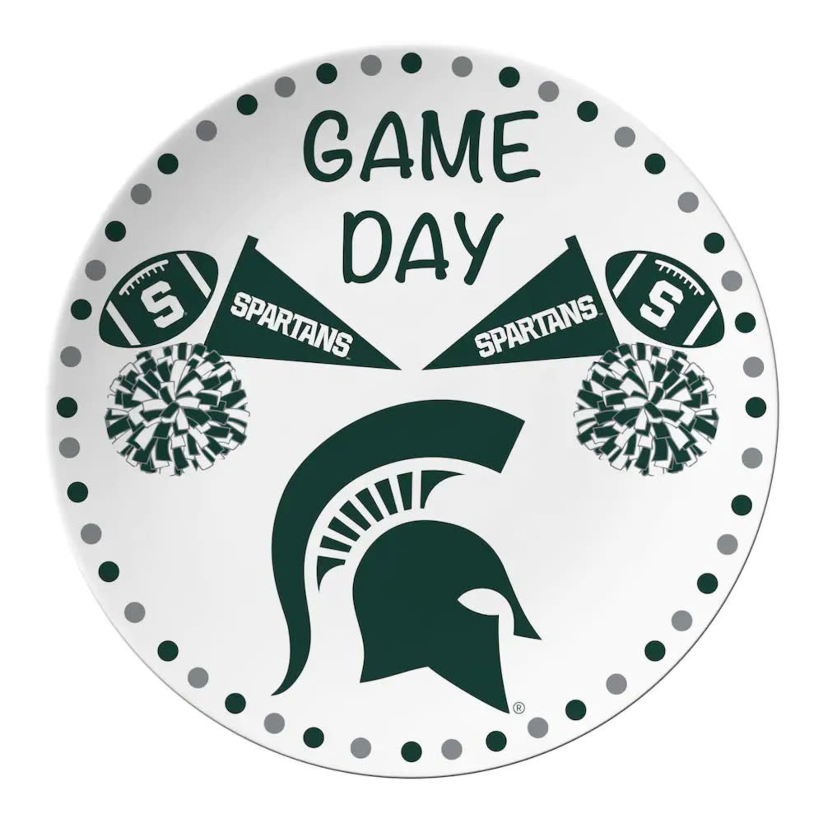 The Memory Company NCAA Michigan State Spartans Kitchen Game Day Round Plate