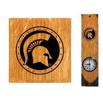 Timeless Etchings Michigan State Spartans Clock Barrel Stave