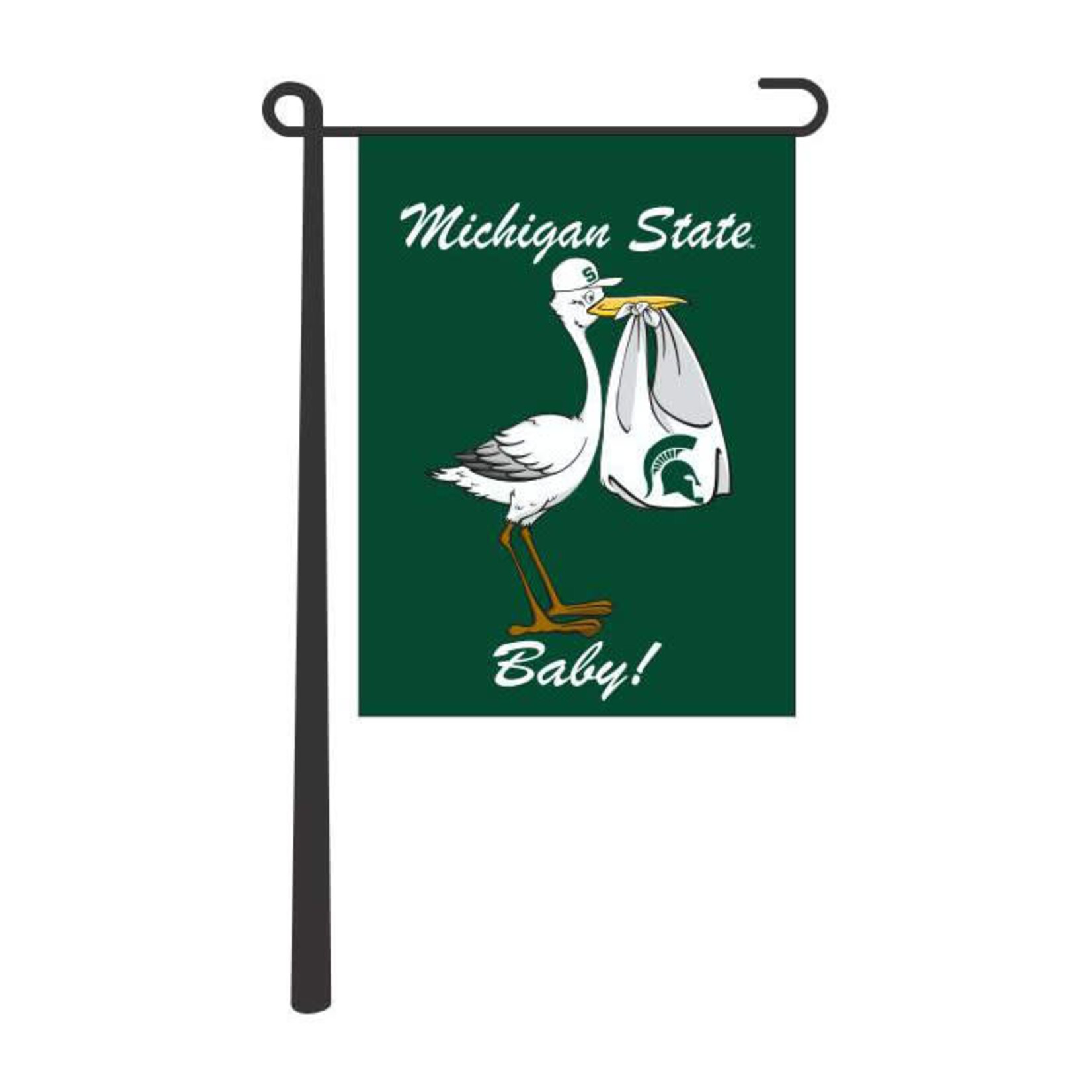 Sewing Concepts NCAA Michigan State University  Garden Flag 13''x18''  Baby Stork