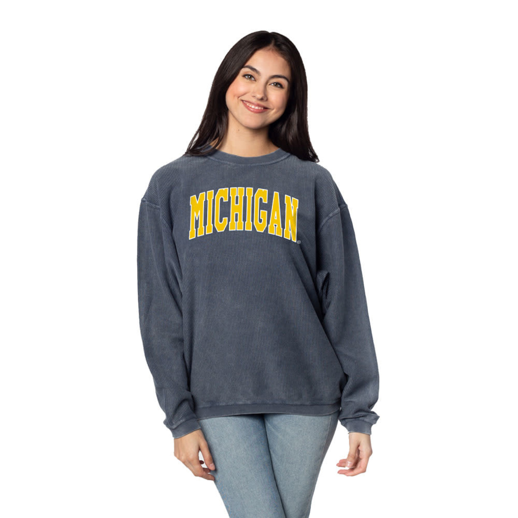 Chicka-d NCAA Michigan Wolverines Women's Corded Crew Sweatshirt