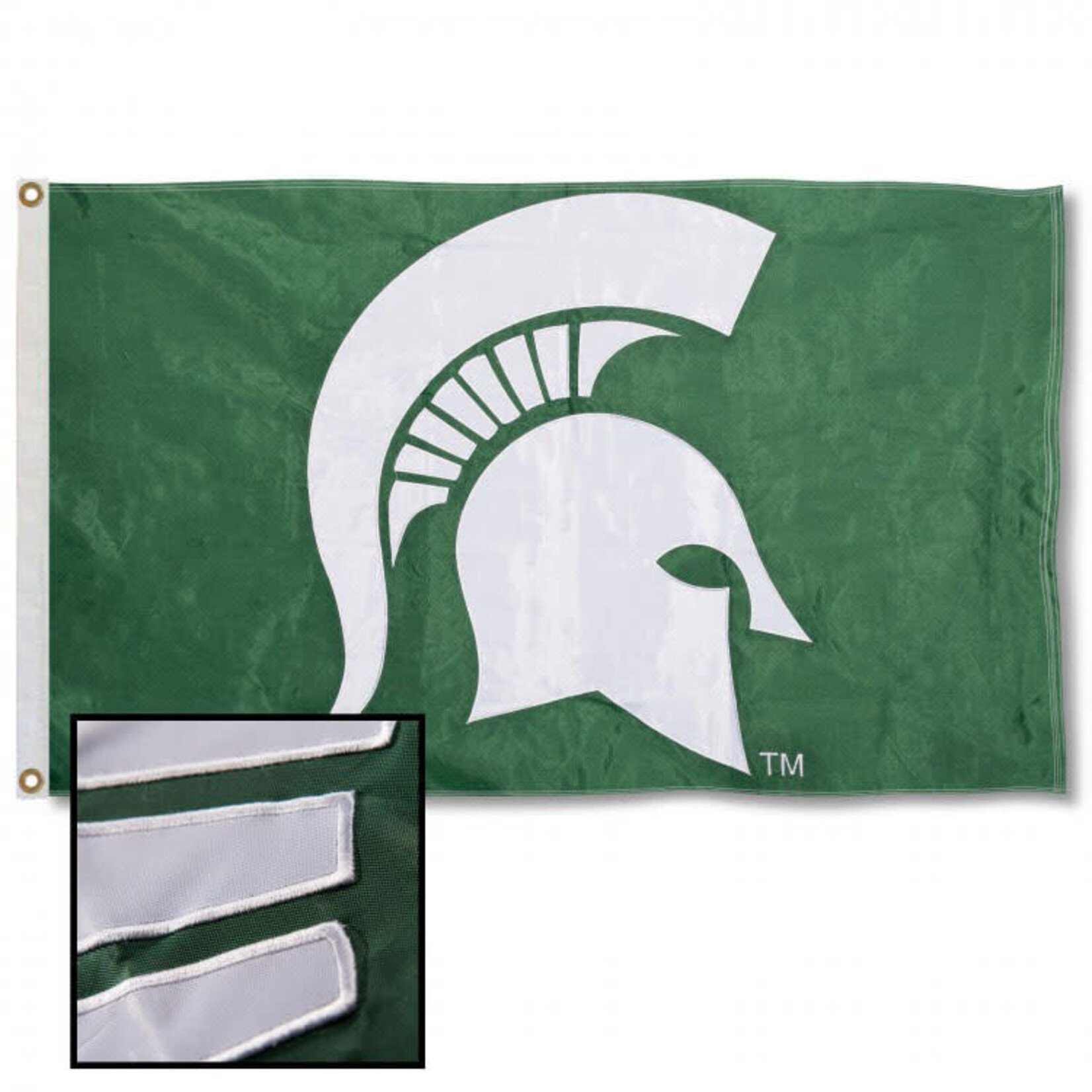 Sewing Concepts NCAA Michigan State University  Flag 3'x5' Applique Green w/White Spartan