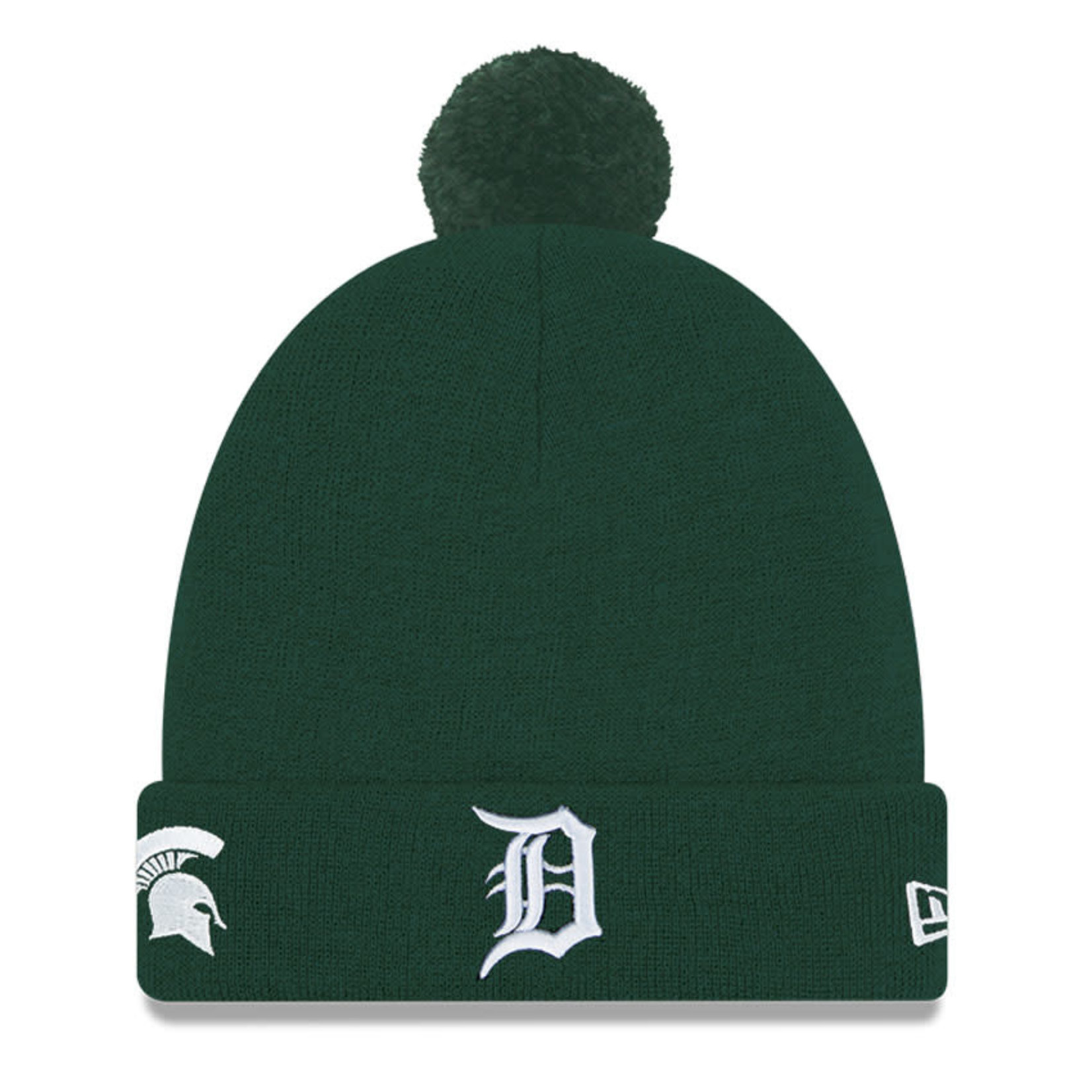 New Era MLB Detroit Tigers Hat Knit Pom MLB Detroit Tigers MSU Collaboration Hat