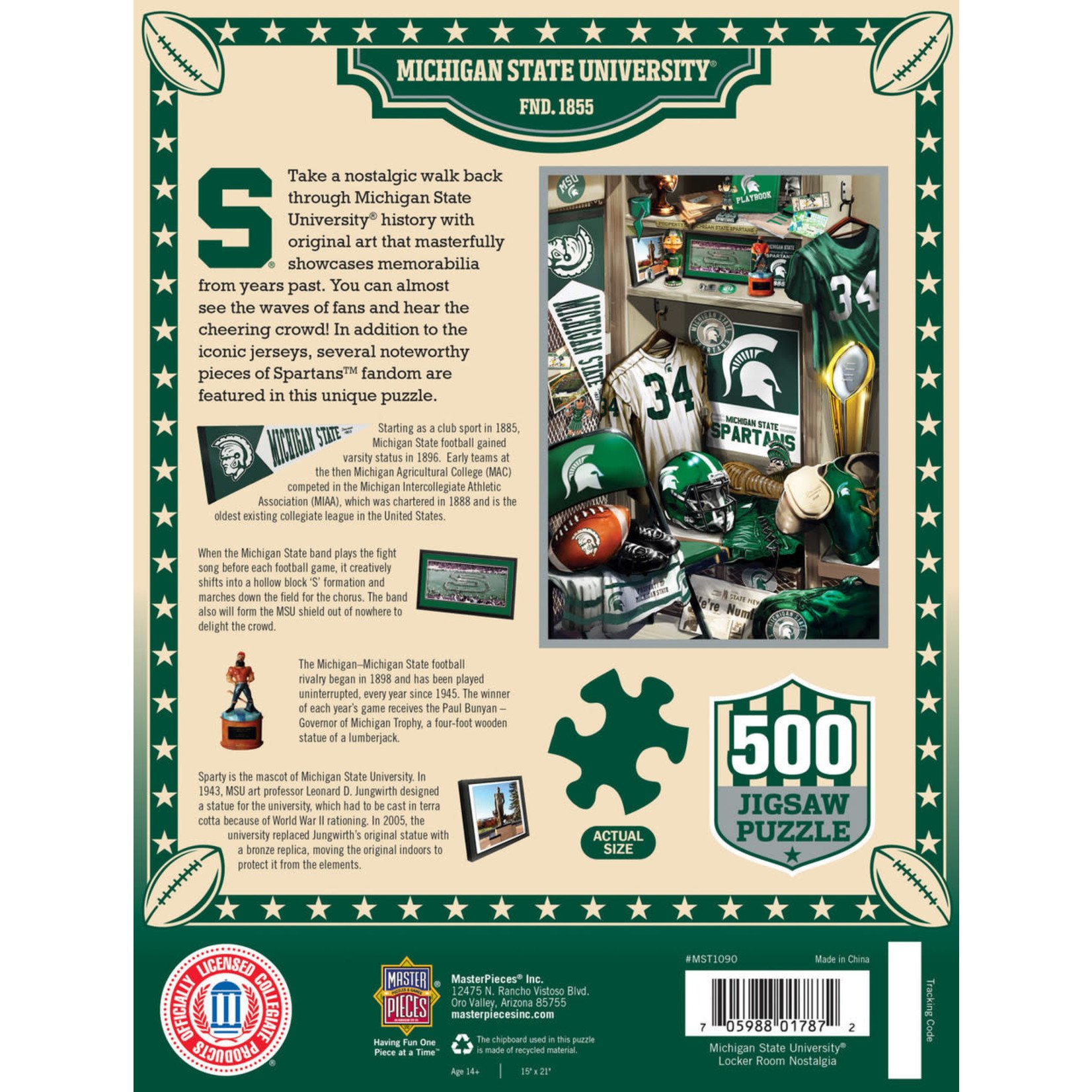 MasterPieces Michigan State Spartans Locker Room - 500 Piece NCAA Sports Puzzle