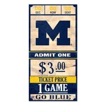 Wincraft Michigan Wolverines ticket Wood Sign 6x12 3/8" thick