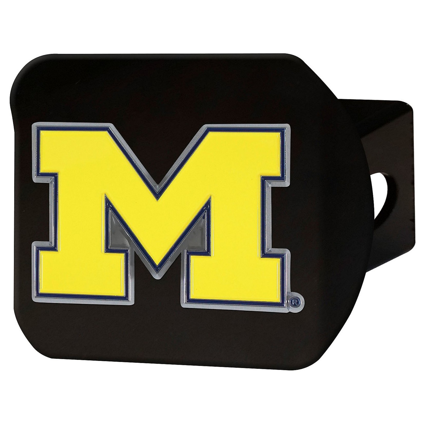 NCAA Michigan Wolverines Auto Color Emblem on Black Hitch 3.4"x4" - "Block M" Logo
