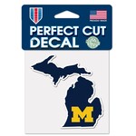 Wincraft Michigan Wolverines Decal Perfect Cut 4x4 Michigan Logo on State Shape