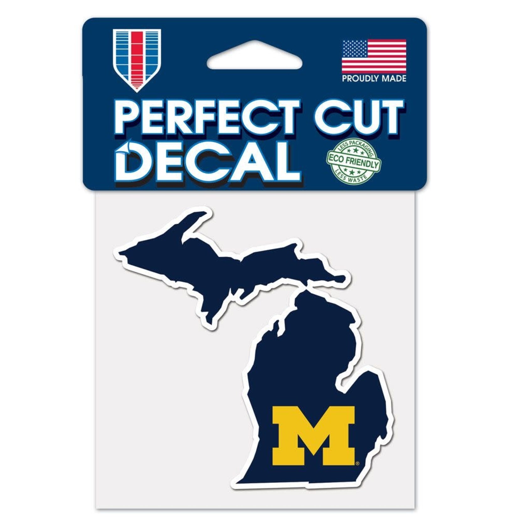 Wincraft NCAA Michigan Wolverines Decal Perfect Cut 4x4 Michigan Logo on State Shape