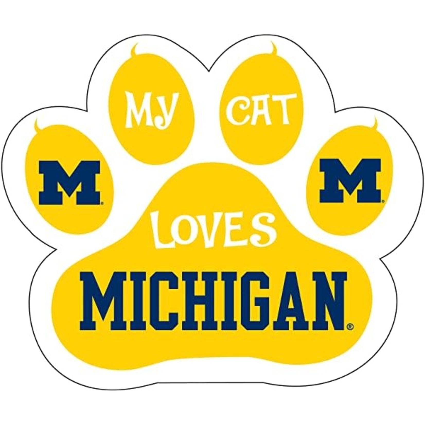 R & R NCAA MICHIGAN WOLVERINES CAT PAW MAGNET-MY CAT LOVES MICHIGAN MAGNET