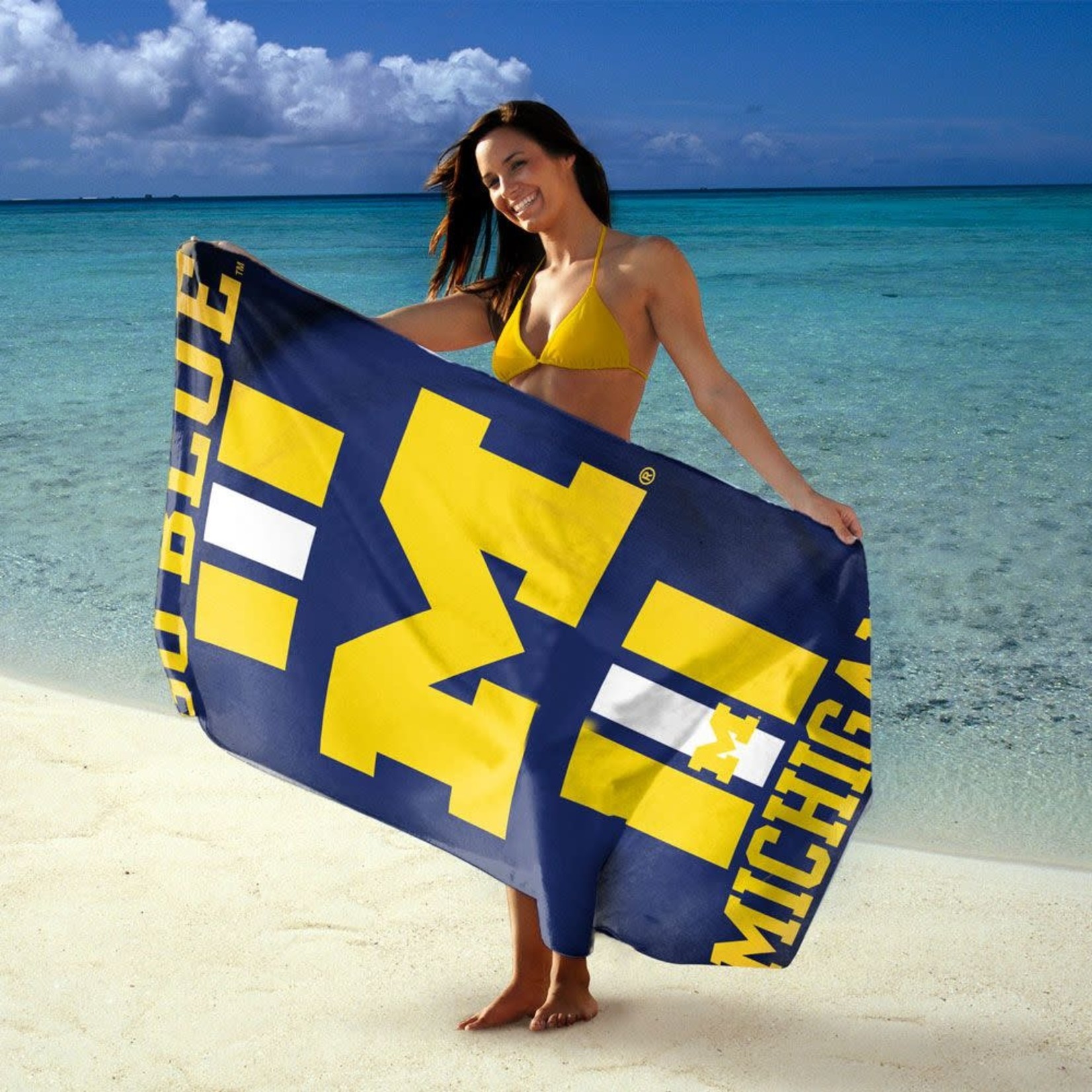 Wincraft NCAA Michigan Wolverines Fiber Beach Towel 9lb 30" x 60"