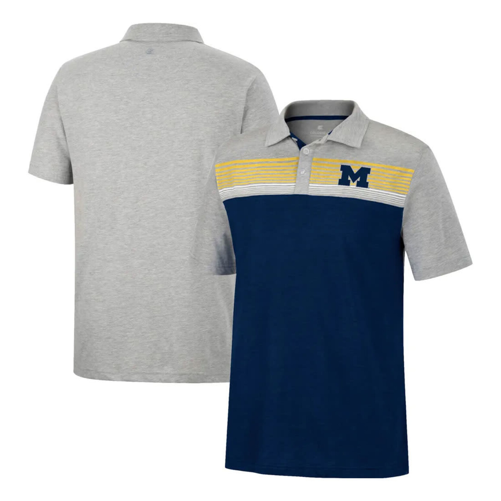 Colosseum Athletics NCAA Michigan Wolverines Colosseum Caddie Polo - Navy/Heathered Gray