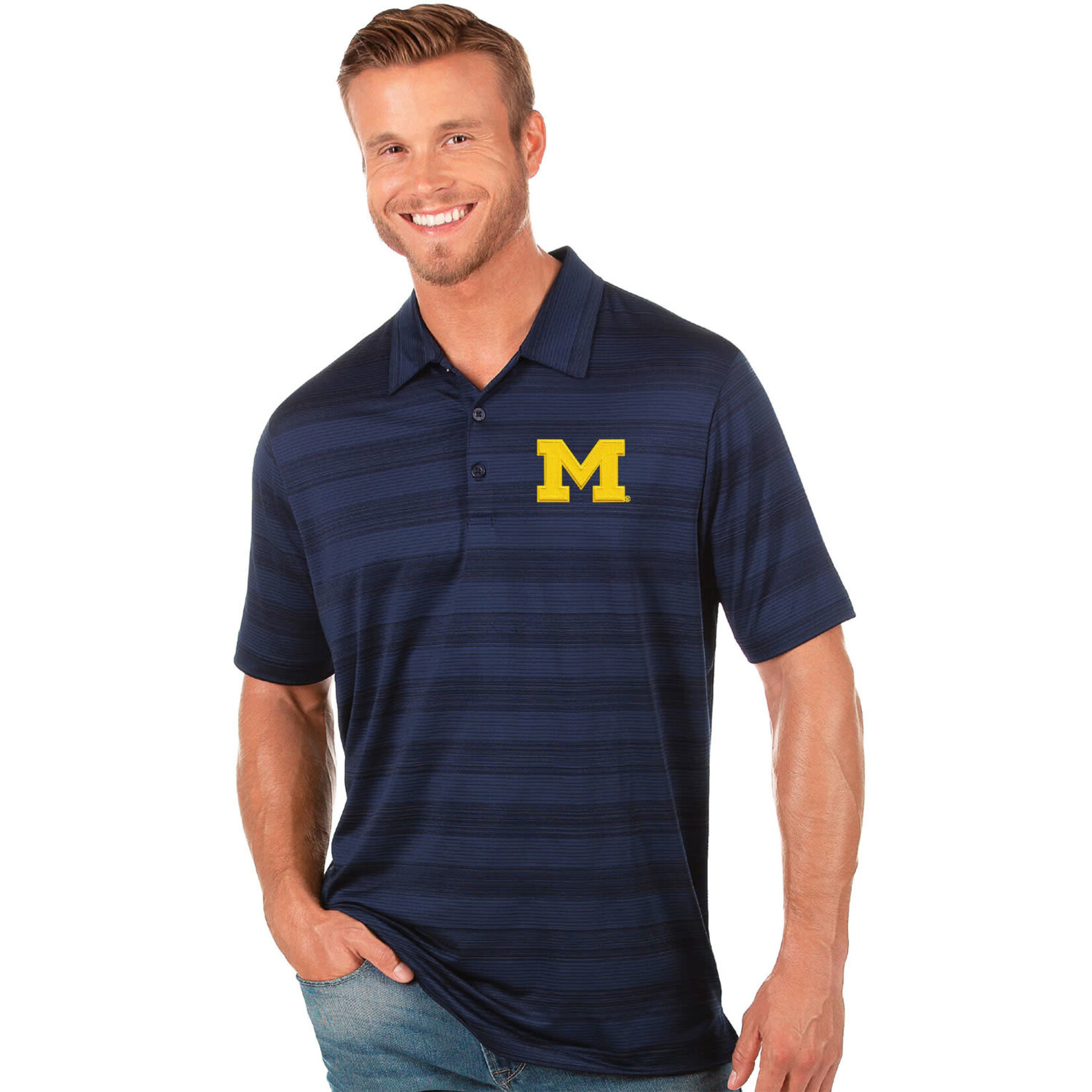 Antigua NCAA Michigan Wolverines Mens Compass Polo Shirt