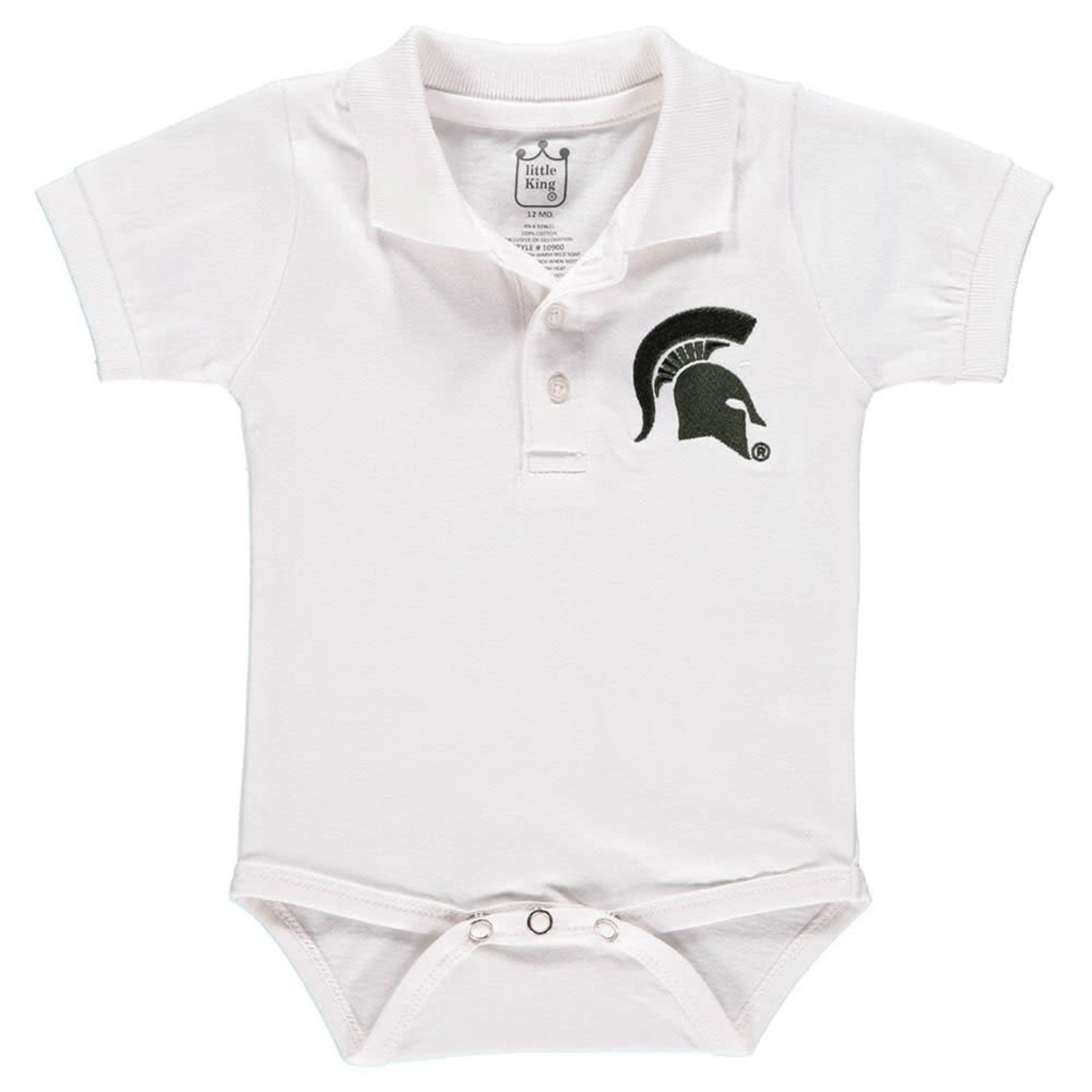 Little King NCAA Michigan State University  Baby Polo Romper White