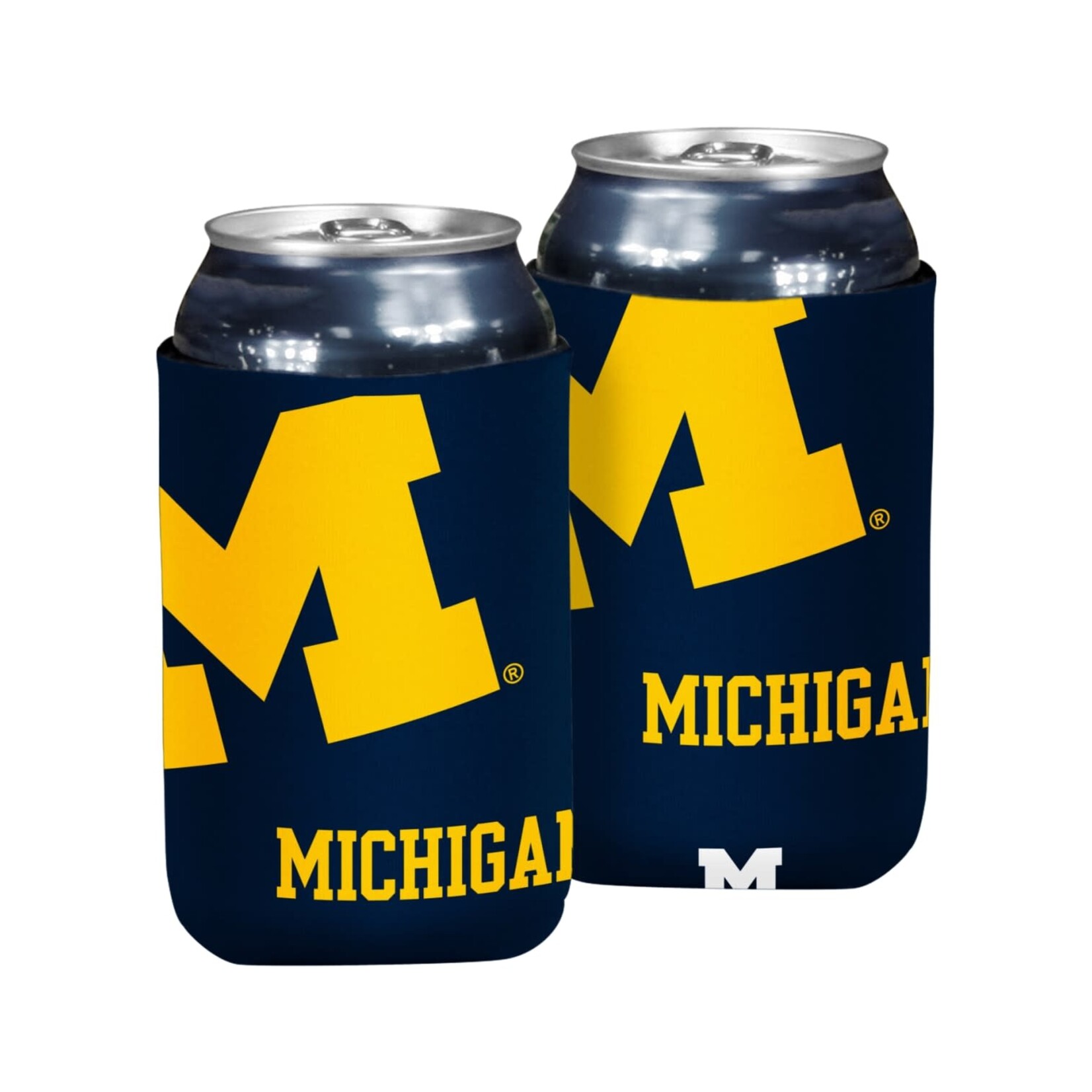 Logo Brands NCAA University of Michigan Wolverines Can Cooler Oversized Logo Flat Koozie