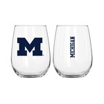 Logo Brands Michigan Wolverines 16oz Gameday Curved Beverage Glass
