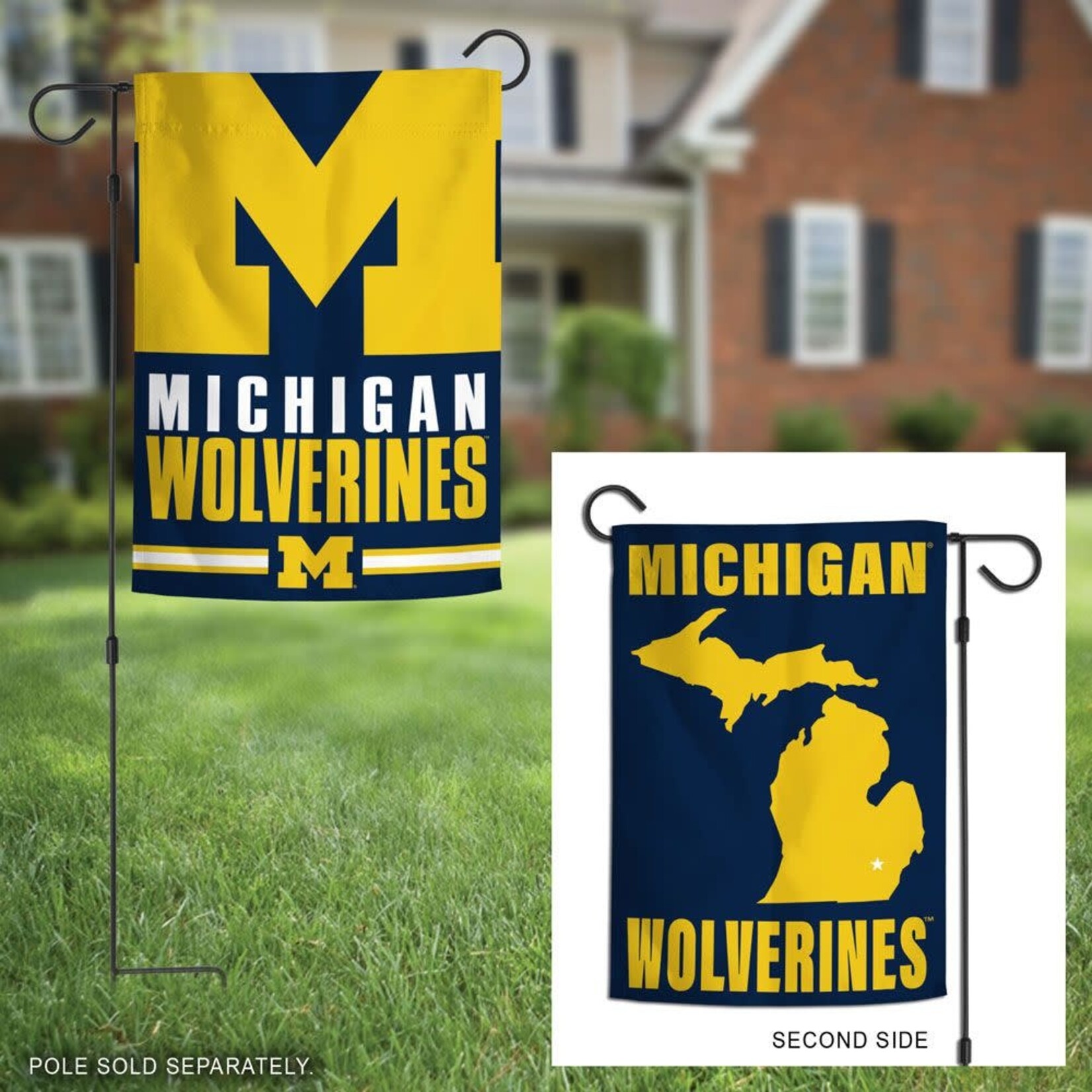 Wincraft NCAA Michigan Wolverines Garden Flags 2 sided 12.5" x 18"