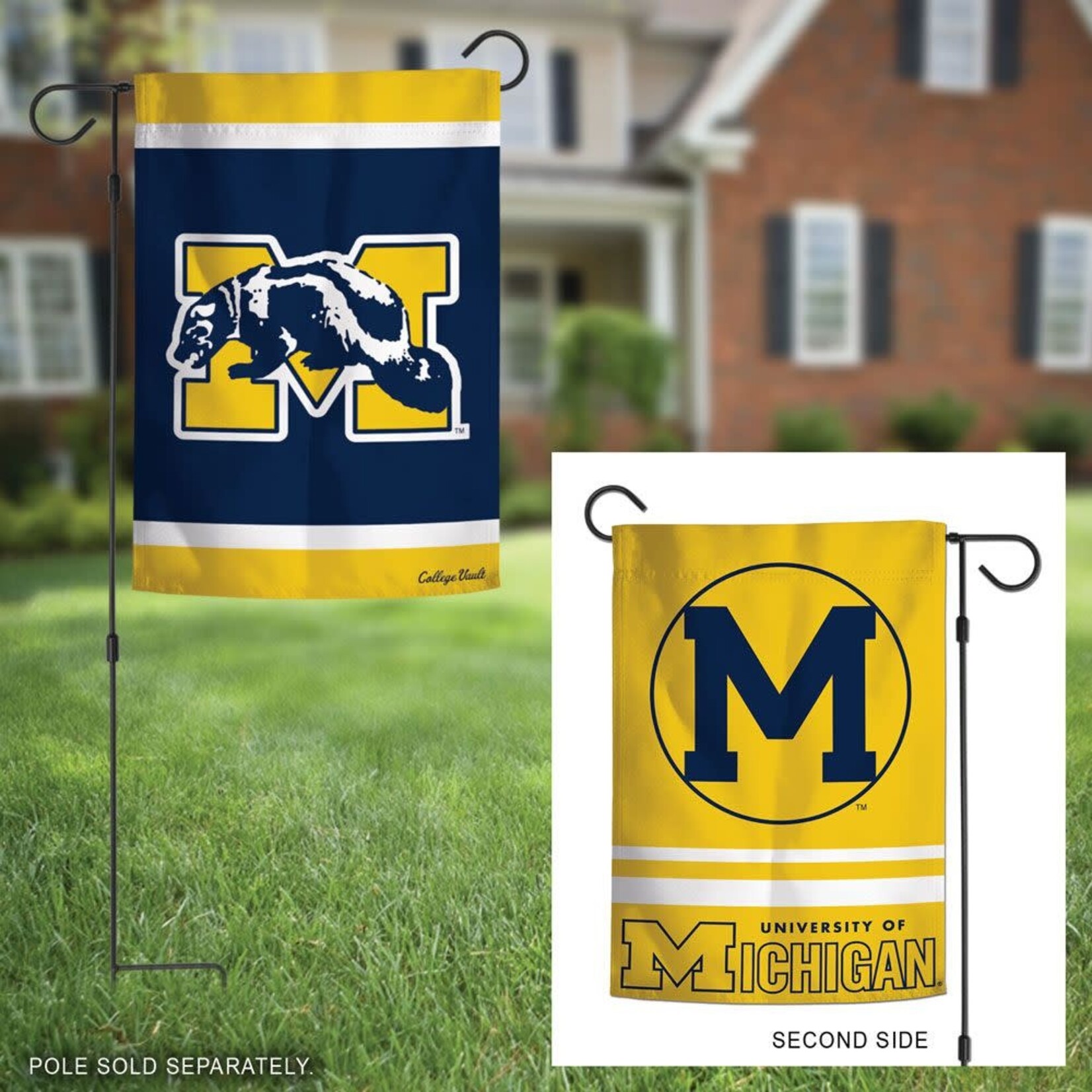 Wincraft NCAA Michigan Wolverines /College Vault Garden Flag 2 sided 12.5" x 18"