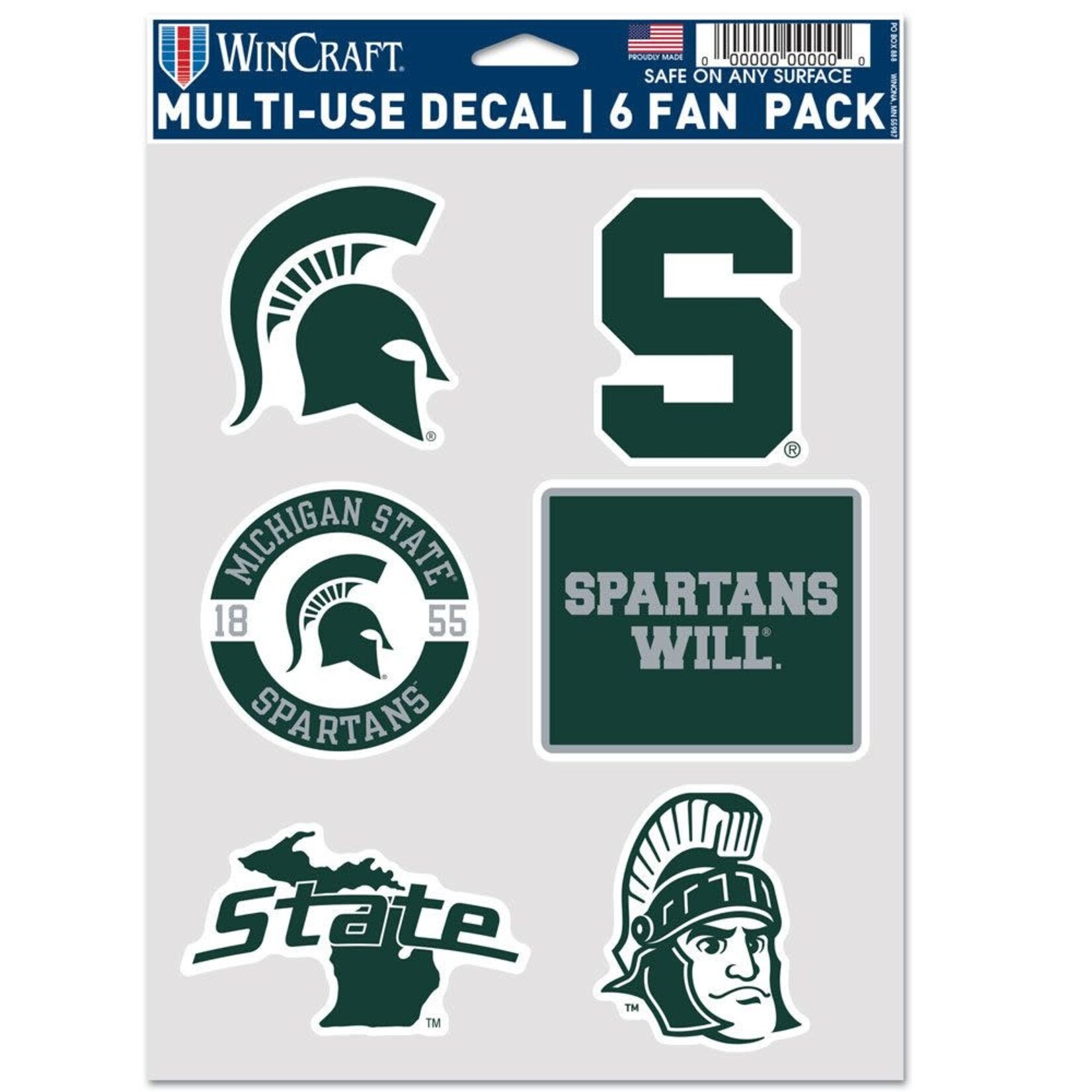 Wincraft NCAA NCAA Michigan State Spartans Fan Multi Use 6 Pack Decals