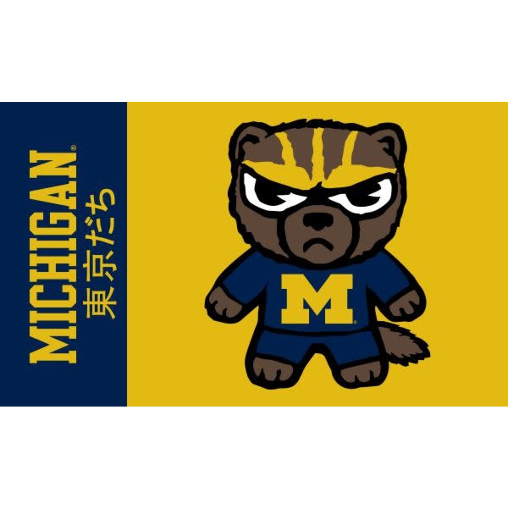 Sewing Concepts NCAA Michigan Wolverines Tokyodachi Cartoon Mascot Flag