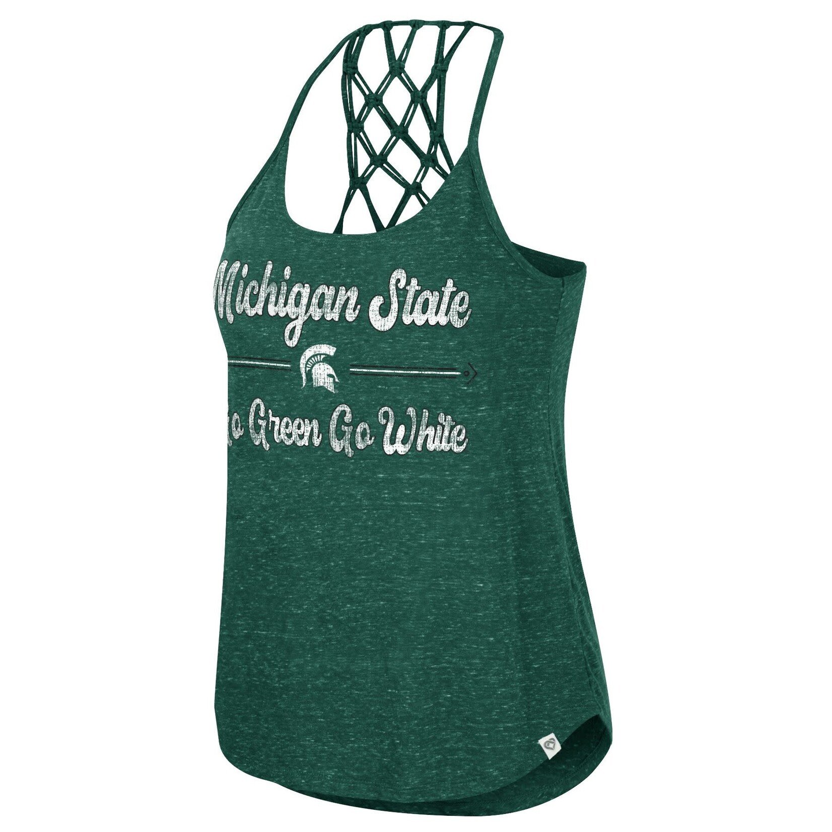 Colosseum Athletics NCAA Michigan State Univeraity Glenda Macrame Racerback Scoop Neck Tank Top