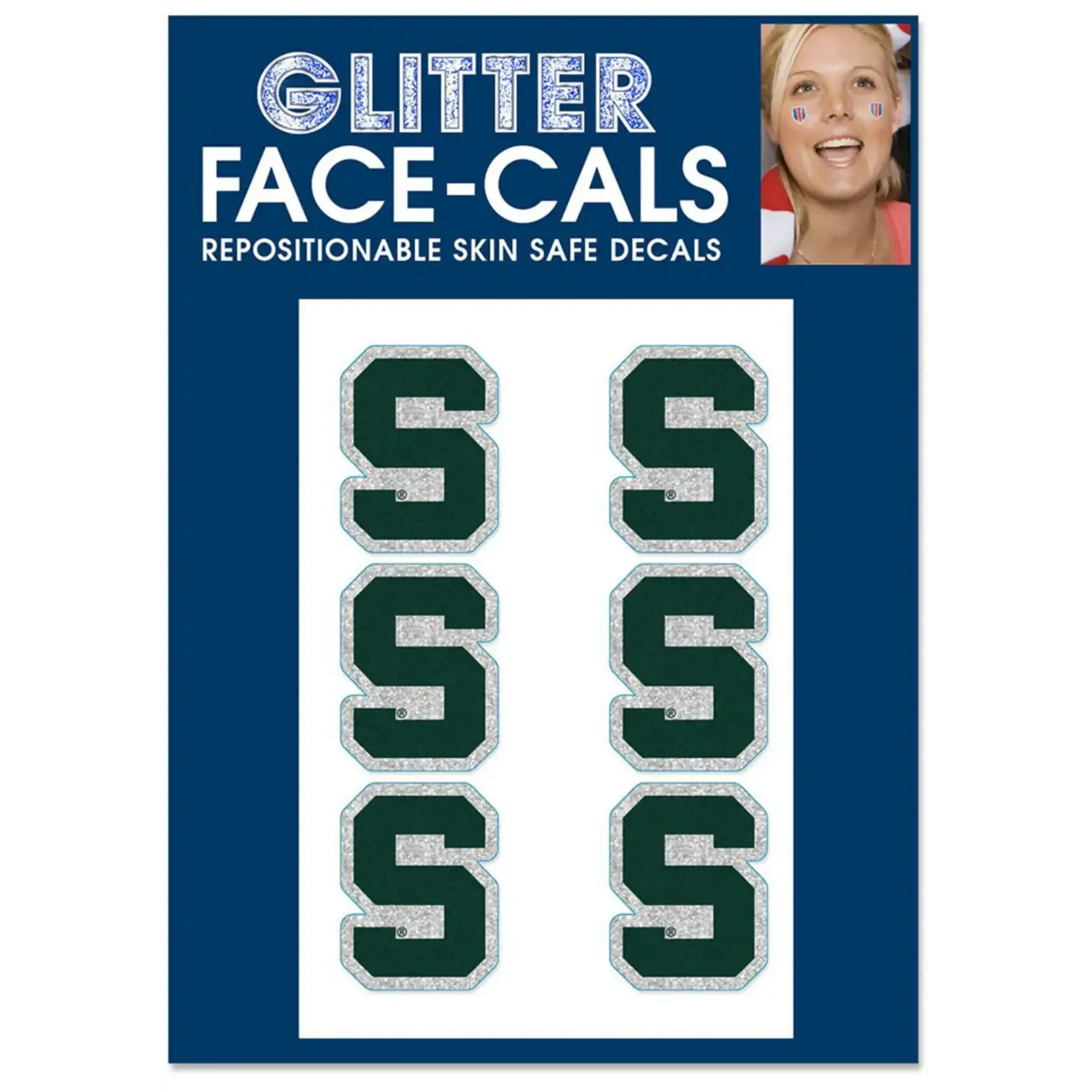 Wincraft Michigan State Spartans Glitter Face Tattoo 6 Pack