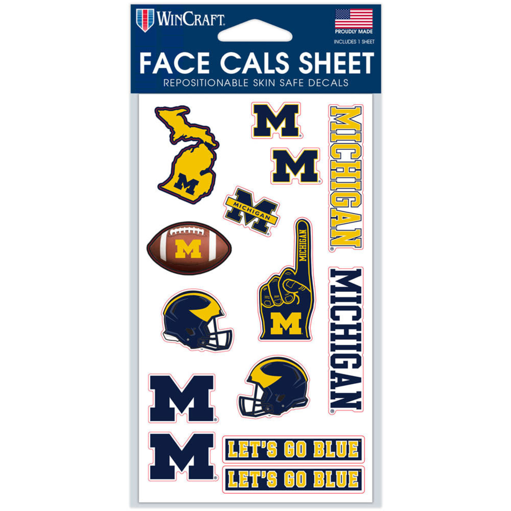 Wincraft University of Michigan Wolverines Face Cals 4" x 7"  Sheet