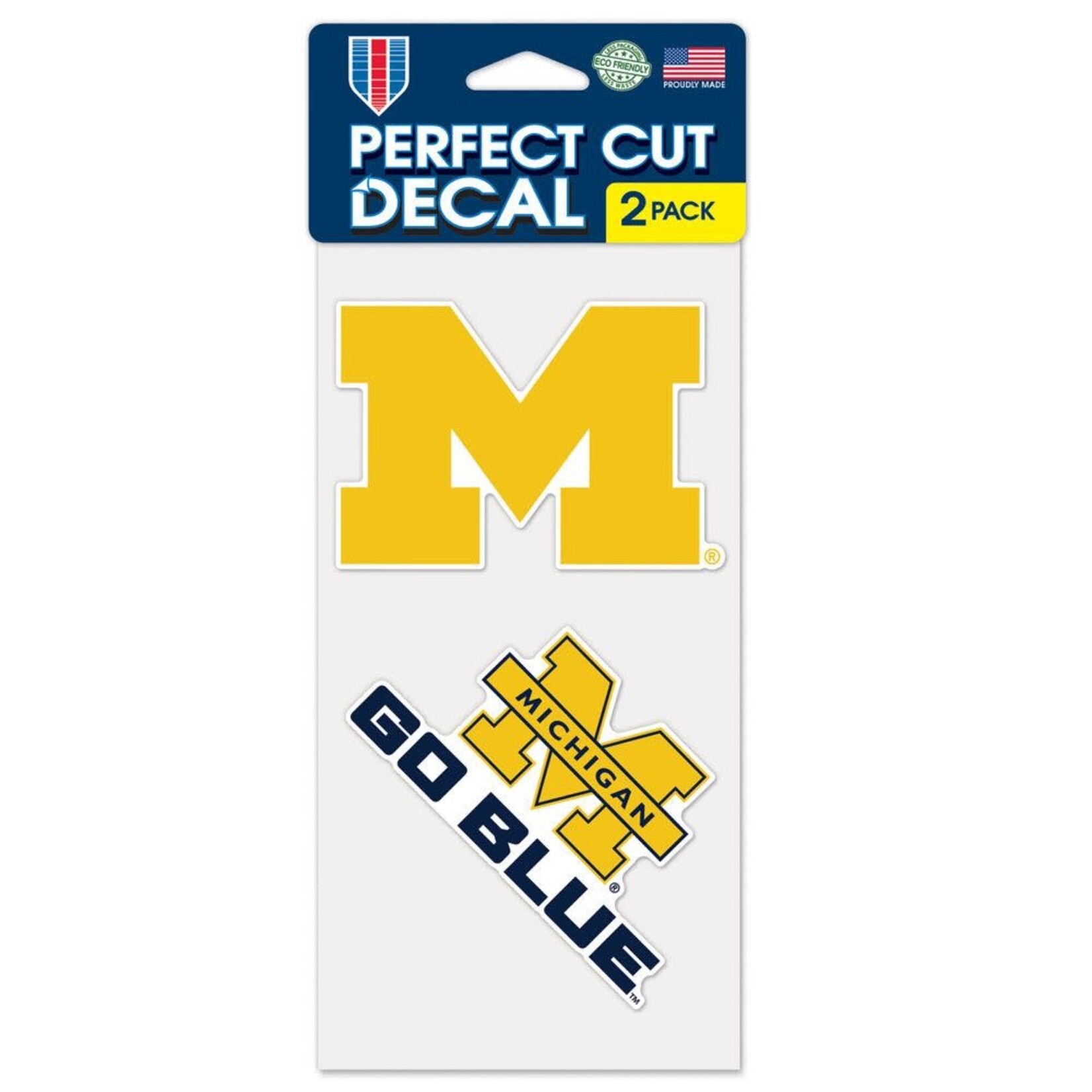 Wincraft NCAA Michigan Wolverines Decal Perfect Cut 4''x4'' Go Blue Slogan 2-Pack