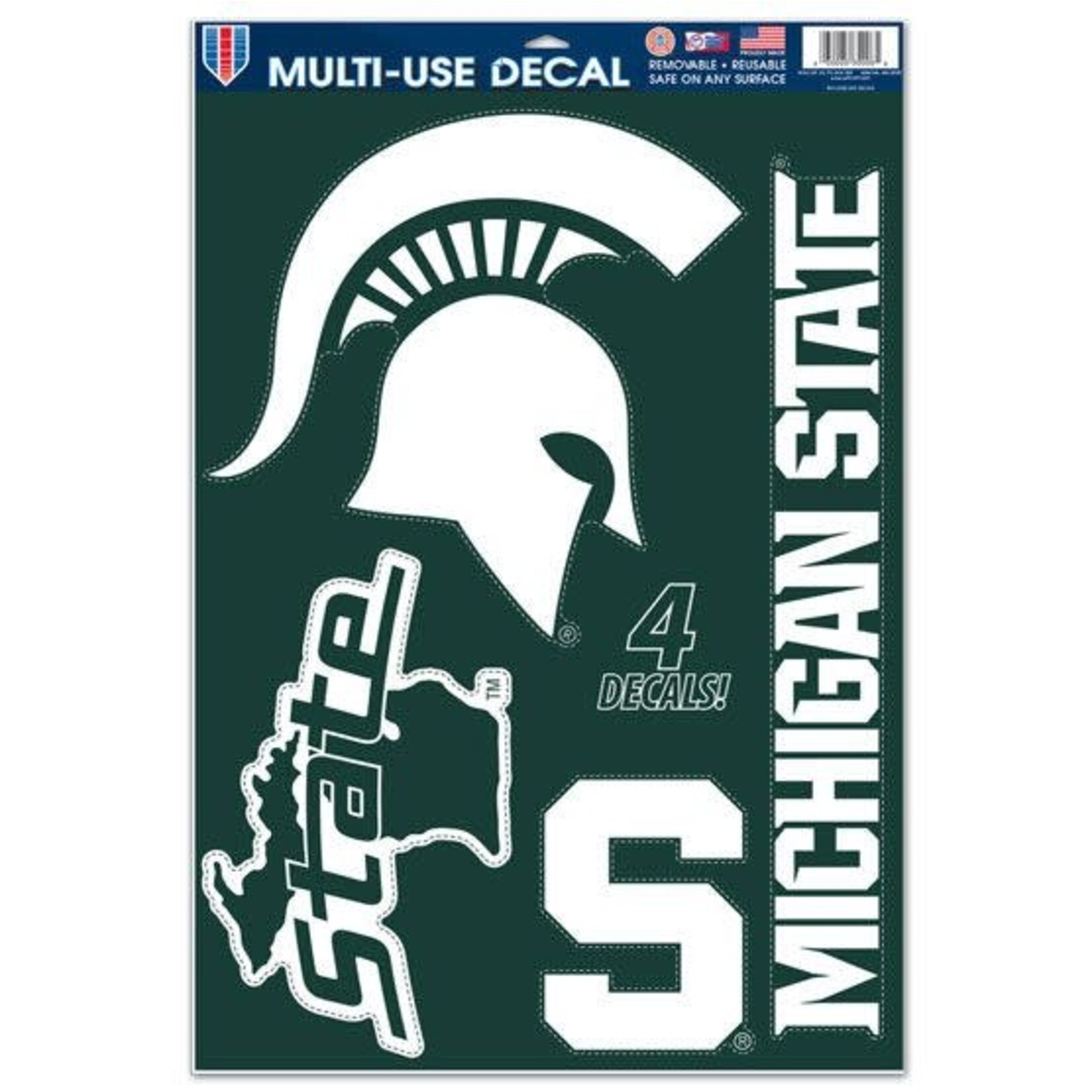 Wincraft NCAA Michigan State Spartans Decal Multi-Use  11" x 17" sheet of 4