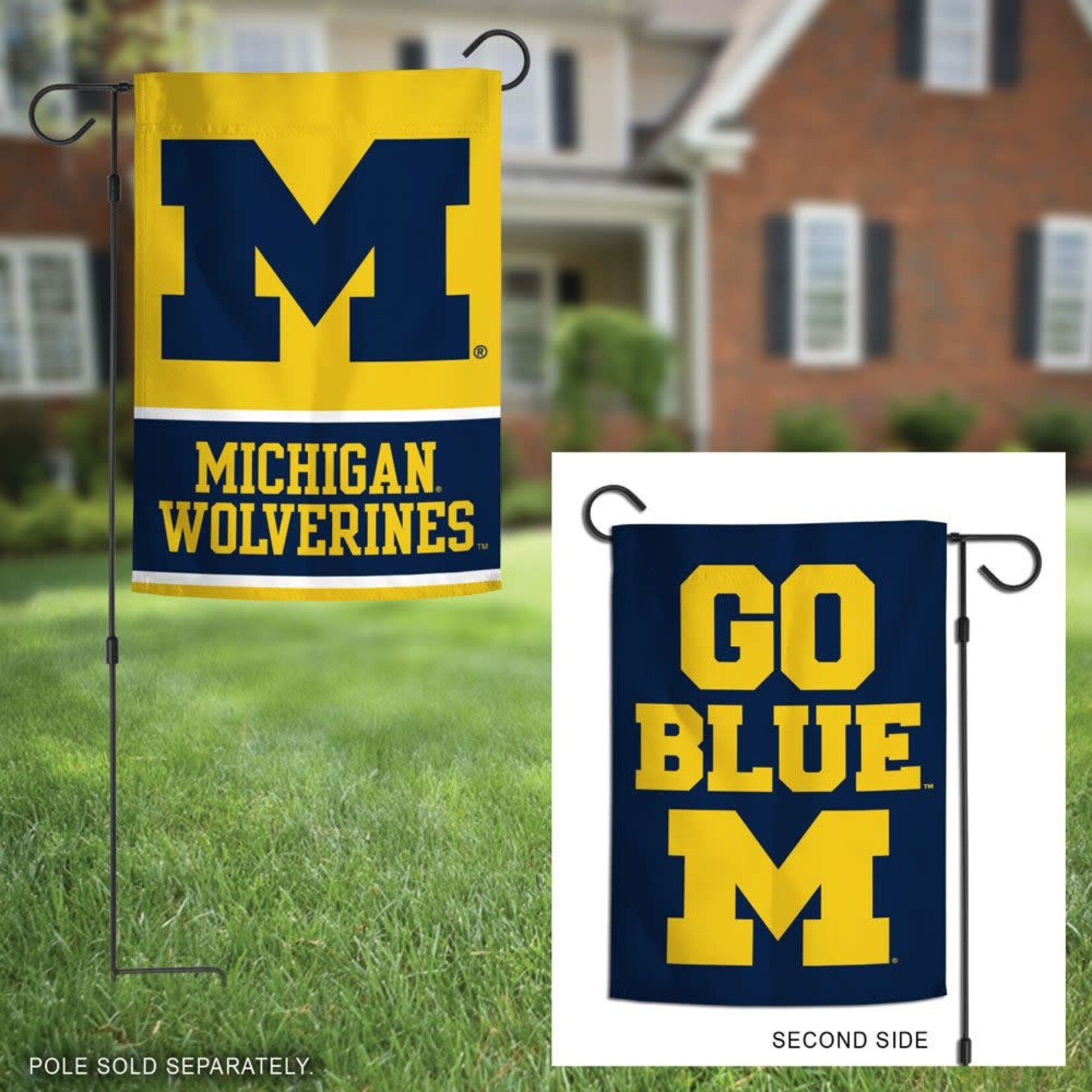 Wincraft NCAA Michigan Wolverines Garden Flag Go Blue Slogan 2 sided 12.5" x 18"