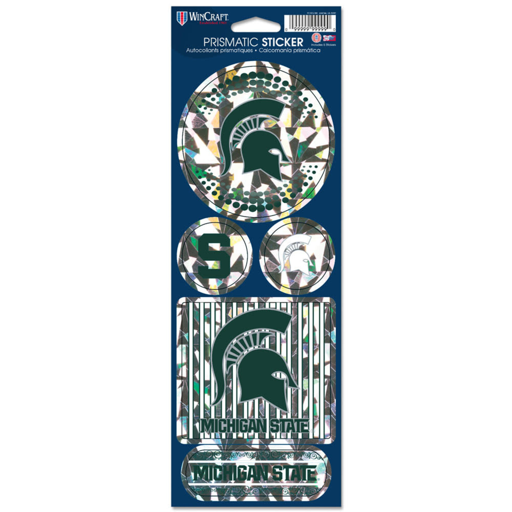 Wincraft Michigan State Spartans Decal Prismatic 5pk on 4" x 11" Sheet