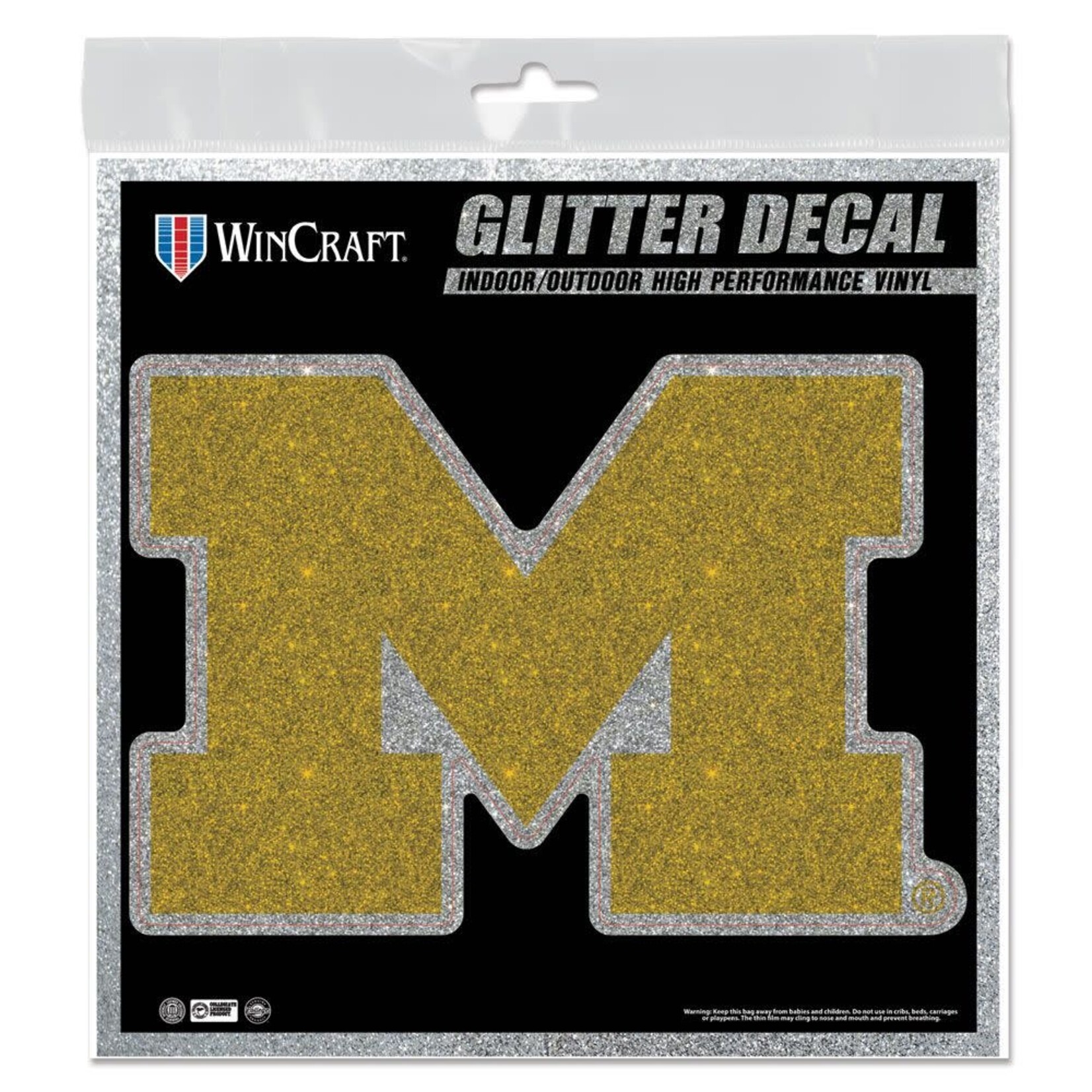 Wincraft NCAA Michigan Wolverines Decal Glitter 6"x6'' Michigan Logo