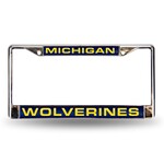 Rico Michigan Wolverines Auto License Plate Frame Blue Laser Chrome
