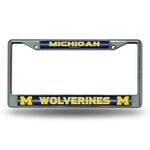 Rico Michigan Wolverines Auto License Plate Frame Bling Chrome Glitter