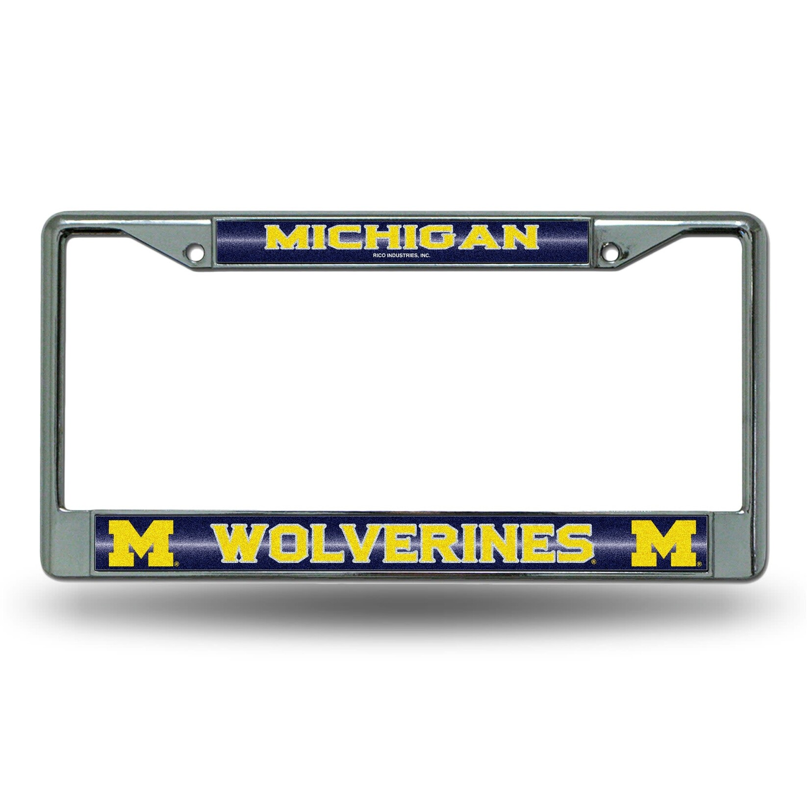 Rico NCAA Michigan Wolverines Auto License Plate Frame Bling Chrome Glitter