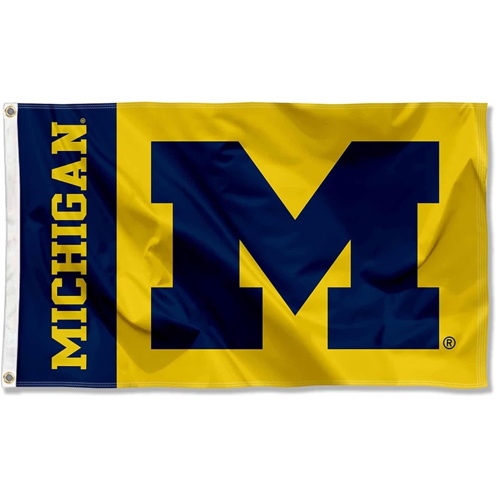 Sewing Concepts Michigan Wolverines Maize College Flag  with Blue "M" and Grommets