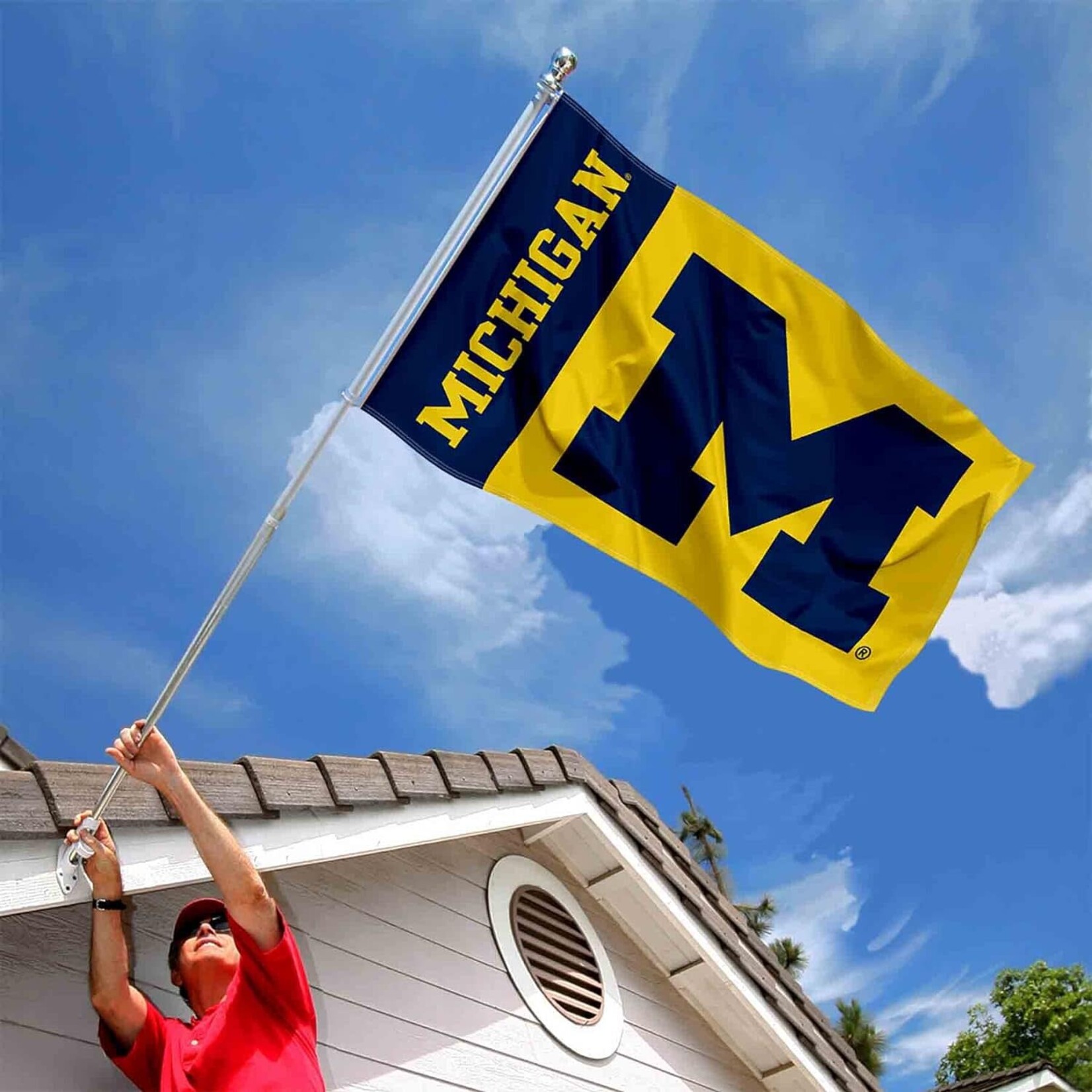 Sewing Concepts Michigan Wolverines Maize College Flag  with Blue "M" and Grommets