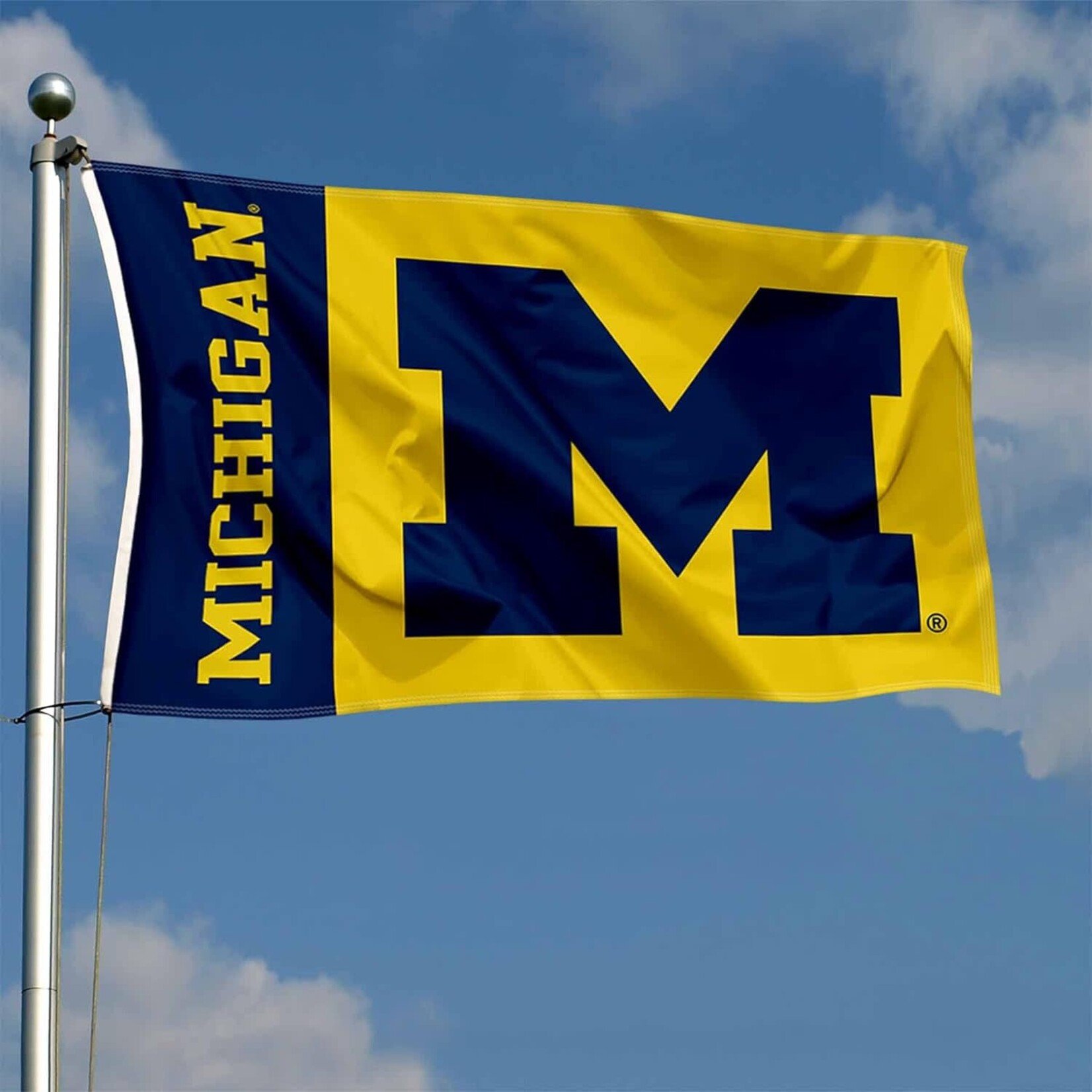 Sewing Concepts Michigan Wolverines Maize College Flag  with Blue "M" and Grommets