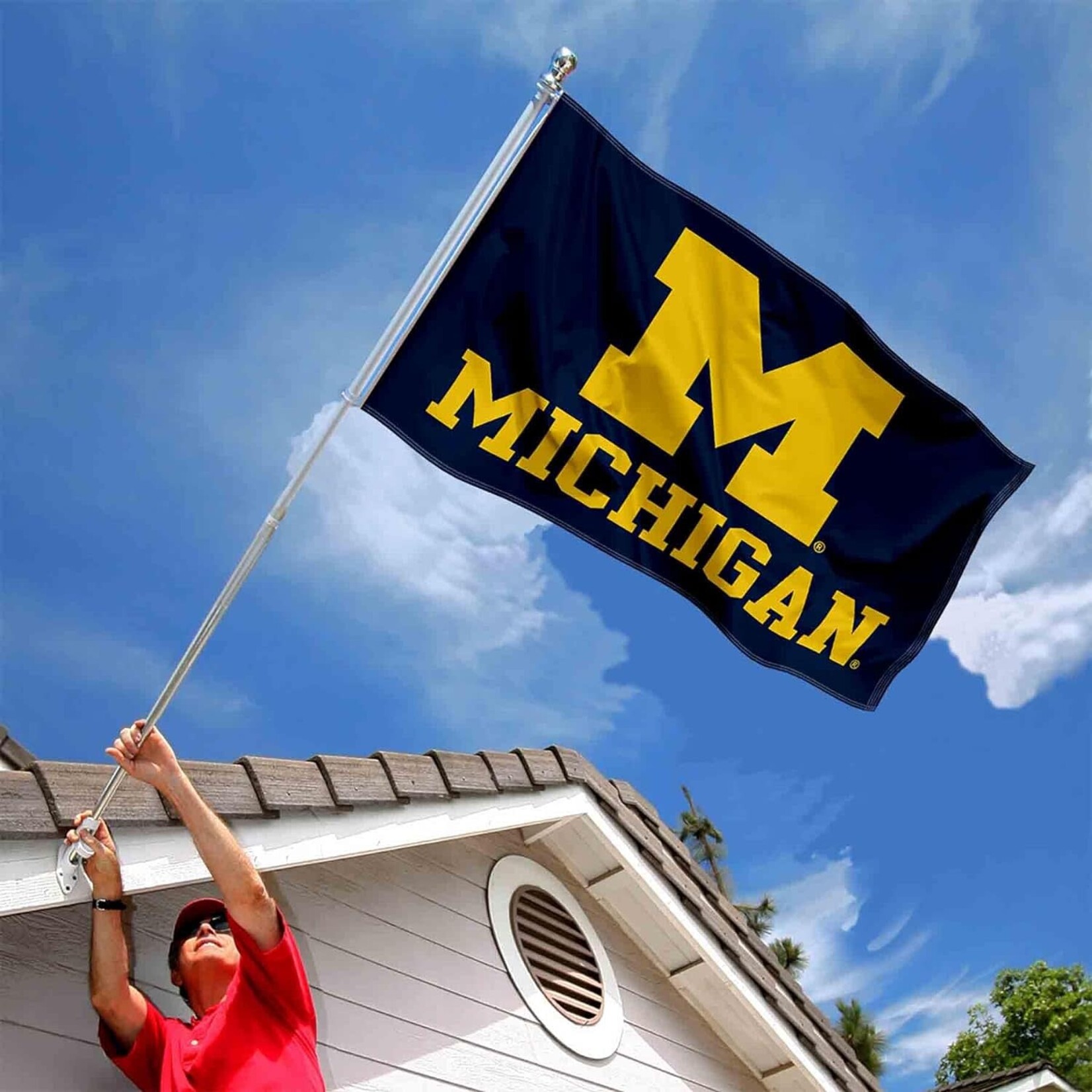 Sewing Concepts Michigan Wolverines Flag 3' x 5' Blue/Gold Split Logo with Grommets