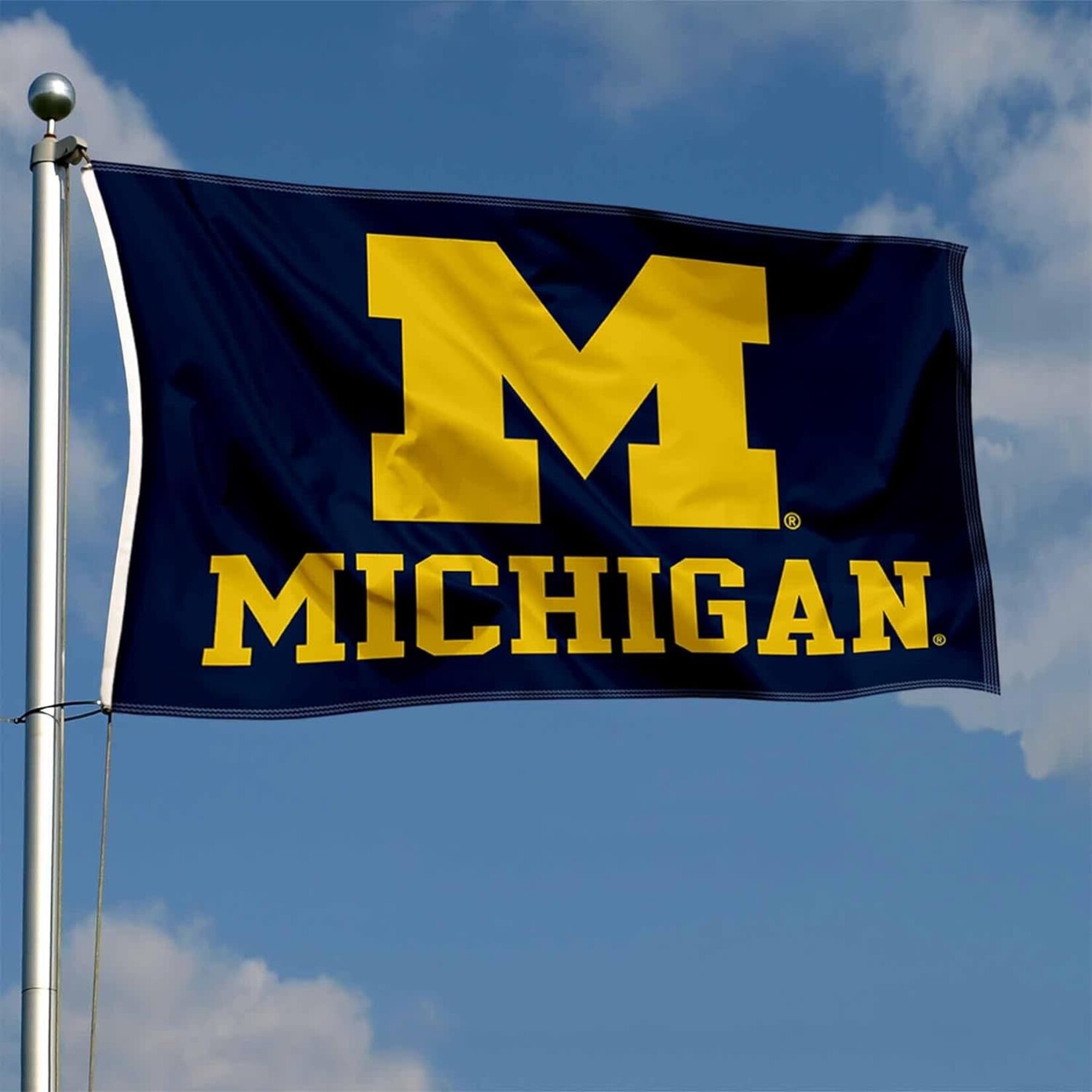 Sewing Concepts Michigan Wolverines Flag 3' x 5' Blue/Gold Split Logo with Grommets