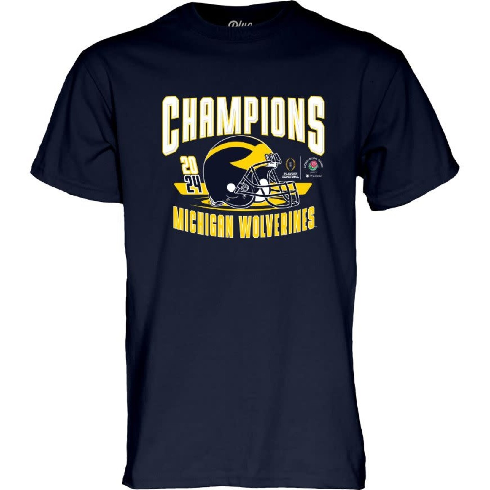 Blue 84 University of Michigan Football 2024 Rose Bowl Champion  Navy Tee