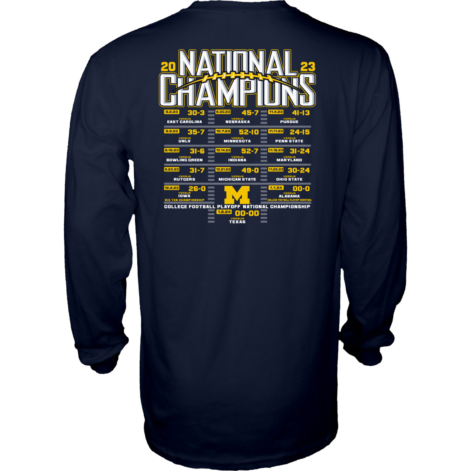 Blue 84 Michigan Wolverines 2023 National Champions Gotta Know Long Sleeve Tee by Blue 84 – Official Schedule Shirt - 60 %Off!