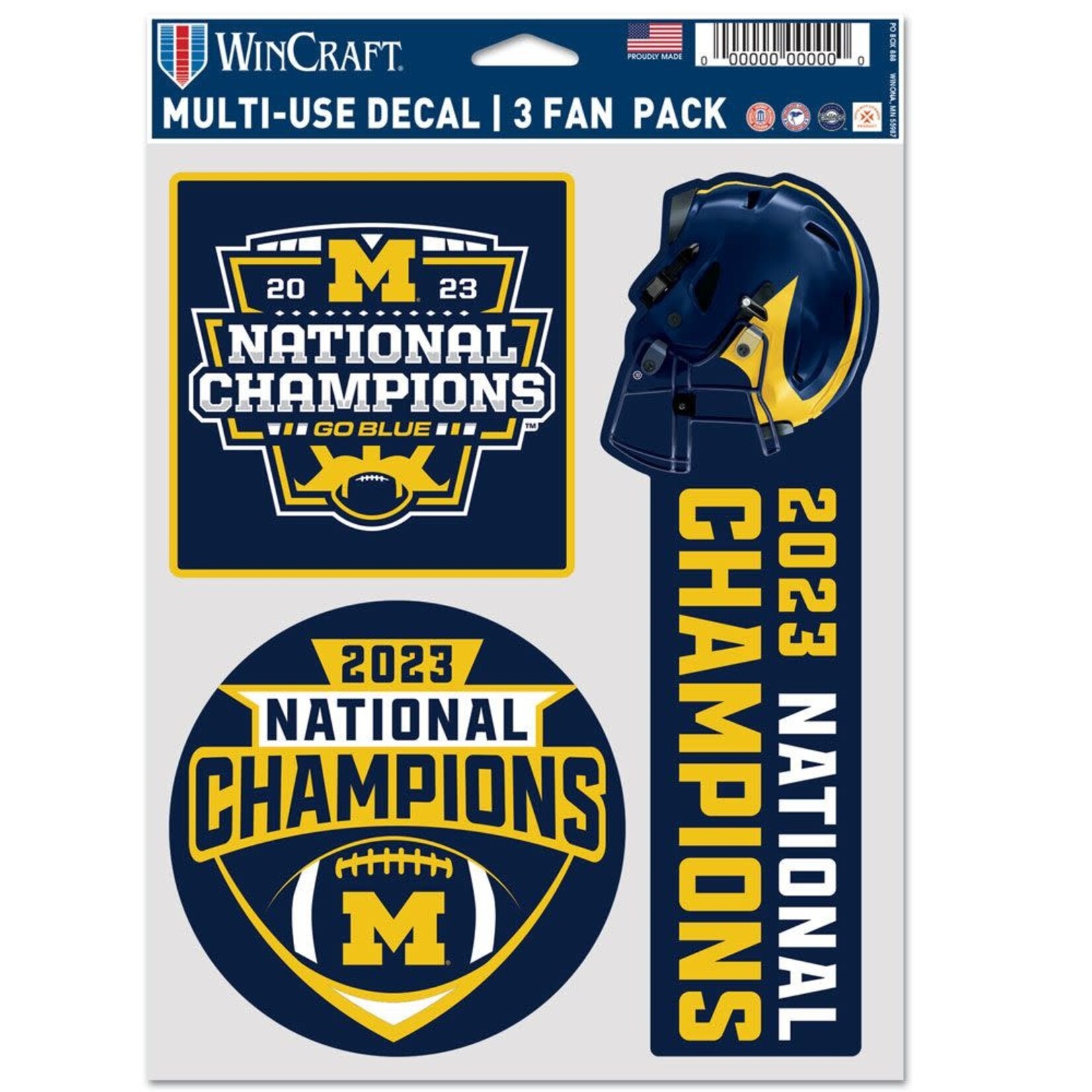 Wincraft Michigan Wolverines College Football Playoff 2023 National Champions 5.5'' x 7.75'' Three-Pack Fan Decal Set