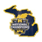 Wincraft Michigan Wolverines 2023 National Champions 11" x 17" State-Shaped Wood Sign