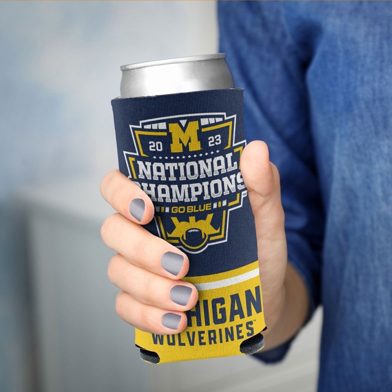 Wincraft Michigan Wolverines College Football Playoff 2023 National Champions 12oz. Slim Can Cooler