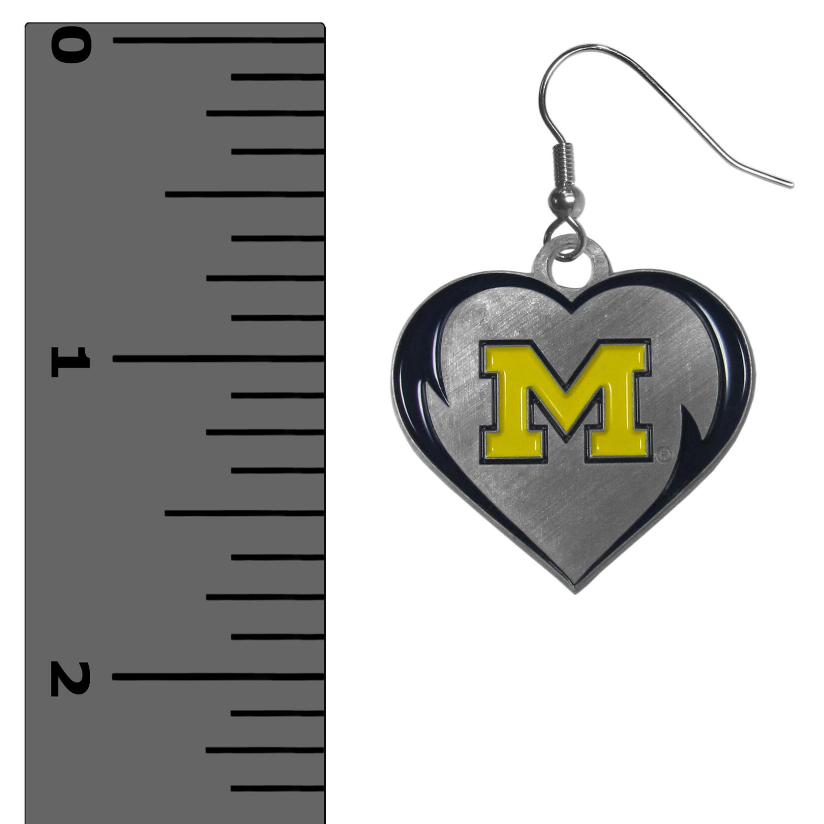 Siskiyou Sports Michigan Wolverines Heart Dangle Earrings