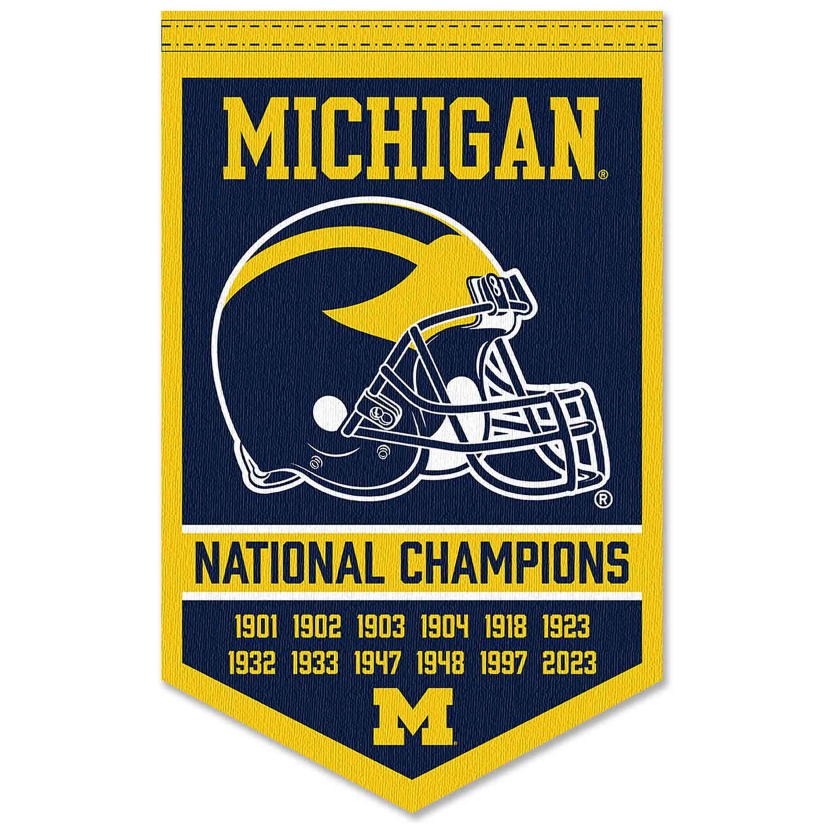 Sewing Concepts University of Michigan Wolverines 12 Time Football National Champions Banner 12''x 24''