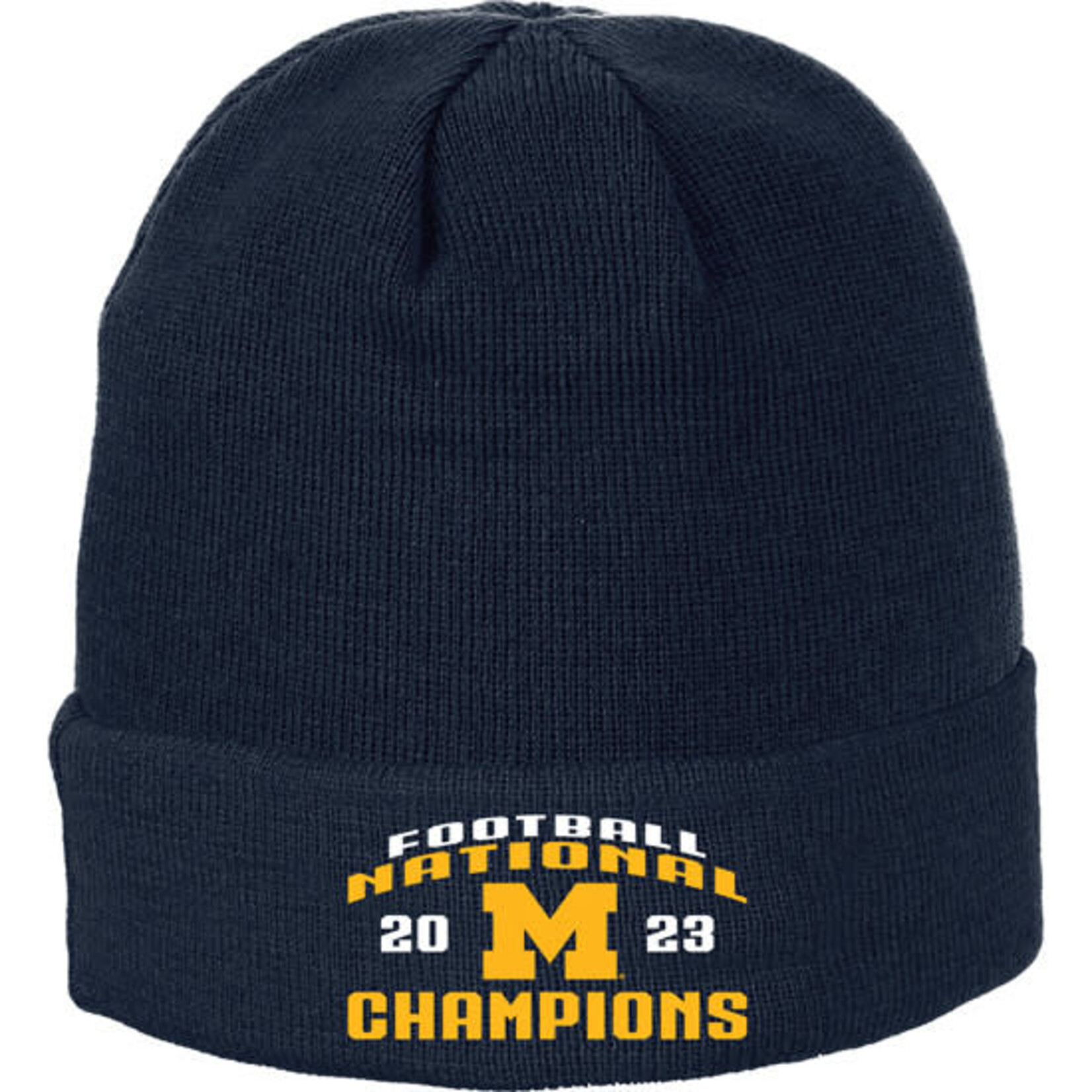 Zephyr Hats University of Michigan Football 2023 National Champions Navy Cuffed Knit Beanie Hat