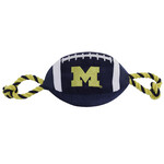 Pets First Inc Michigan Wolverines Nylon Football with Rope Toy