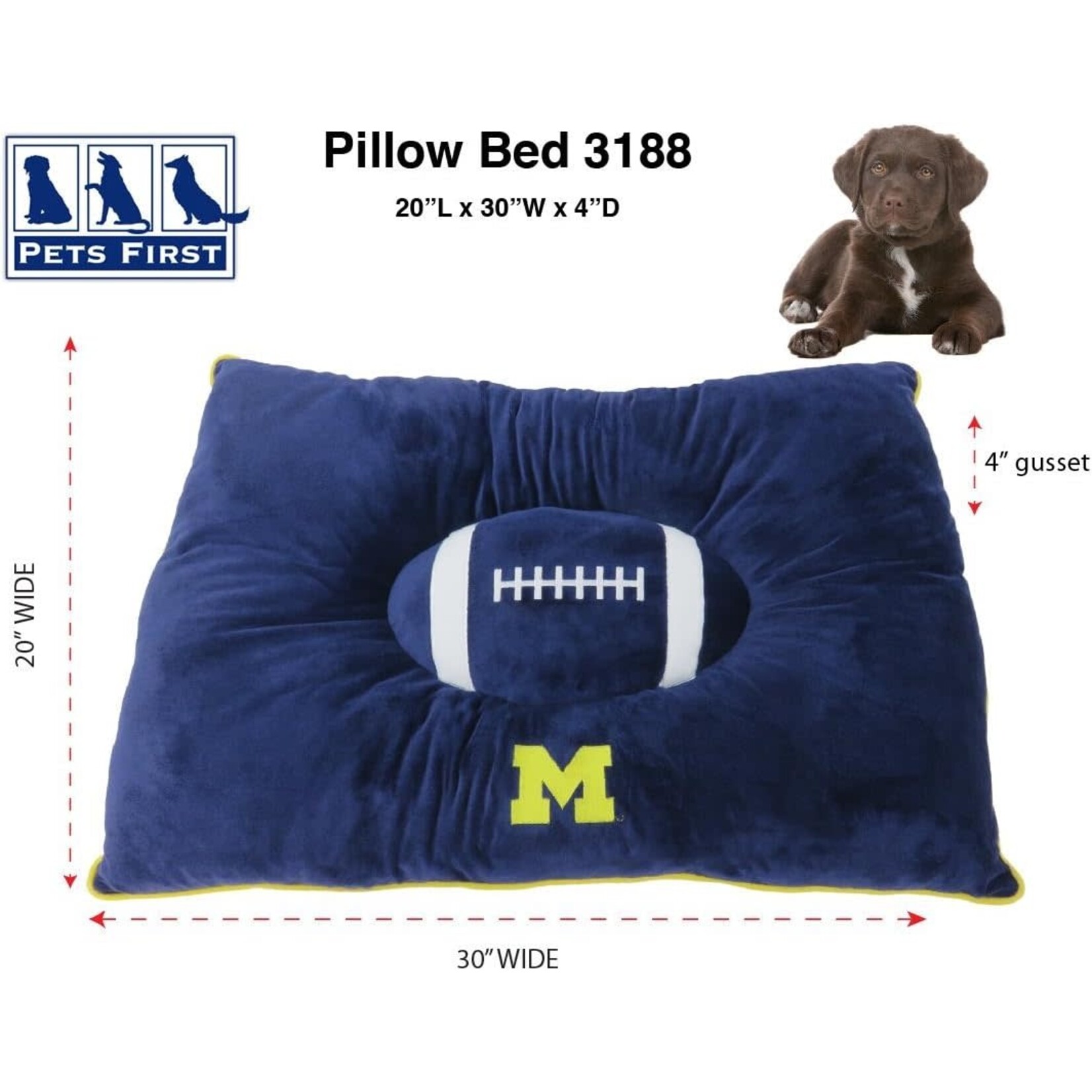 Pets First Inc University of Michigan Wolverines Pet Official College Plush Pillow Bed