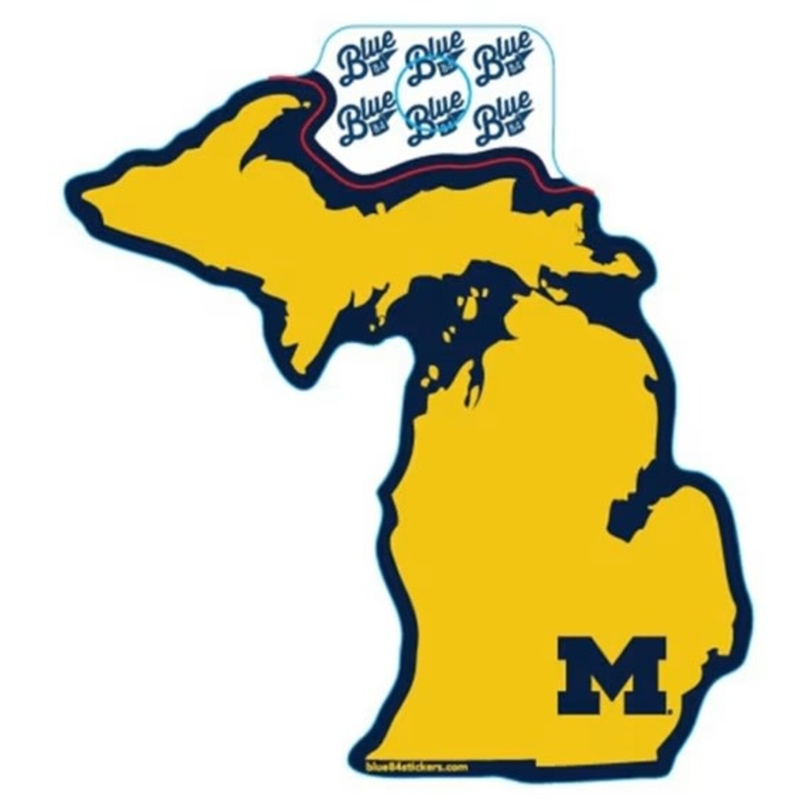 Blue 84 University of Michigan State of Michigan Shape Sticker